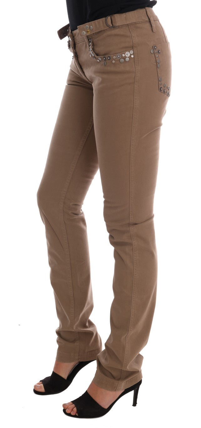 Beige Super Slim Fit Designer Jeans - ventzia