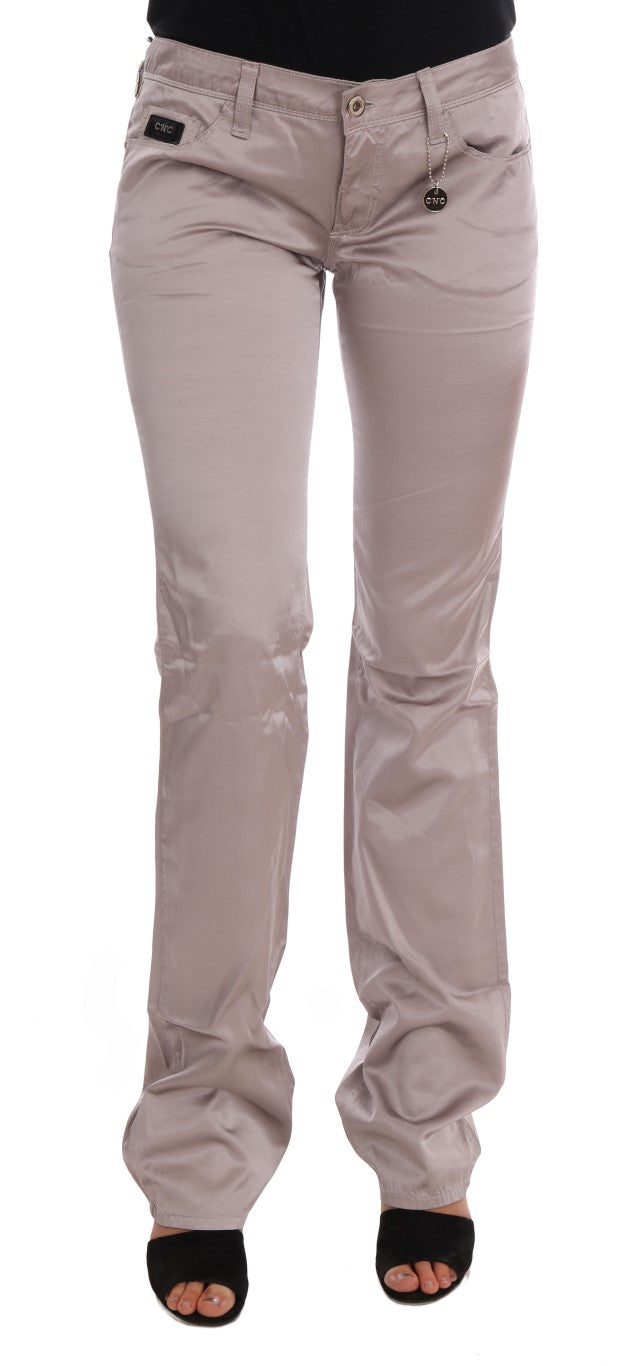 Chic Beige Slim Fit Designer Jeans - ventzia