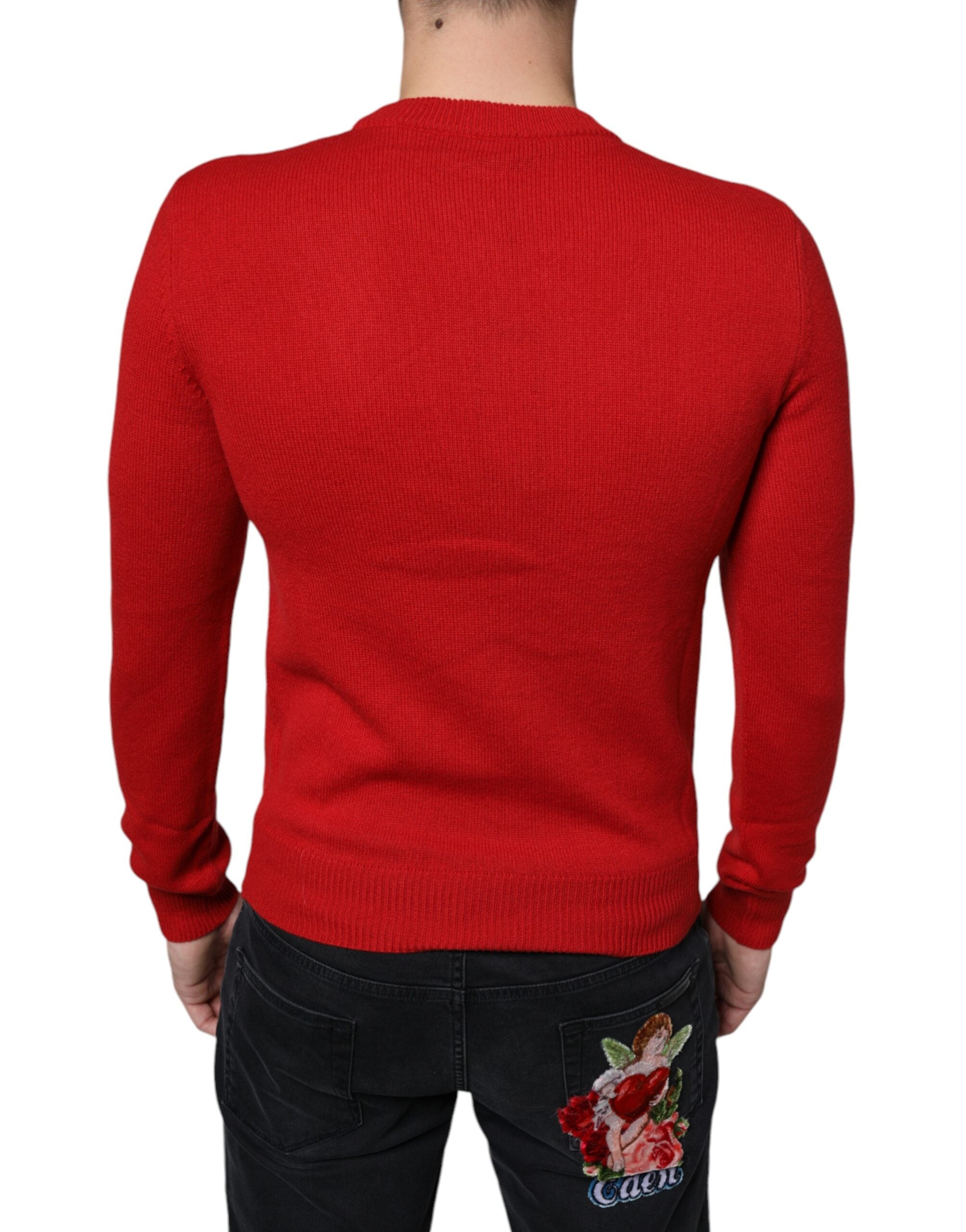 Red I'm The King Wool Crew Neck Sweatshirt Sweater - ventzia