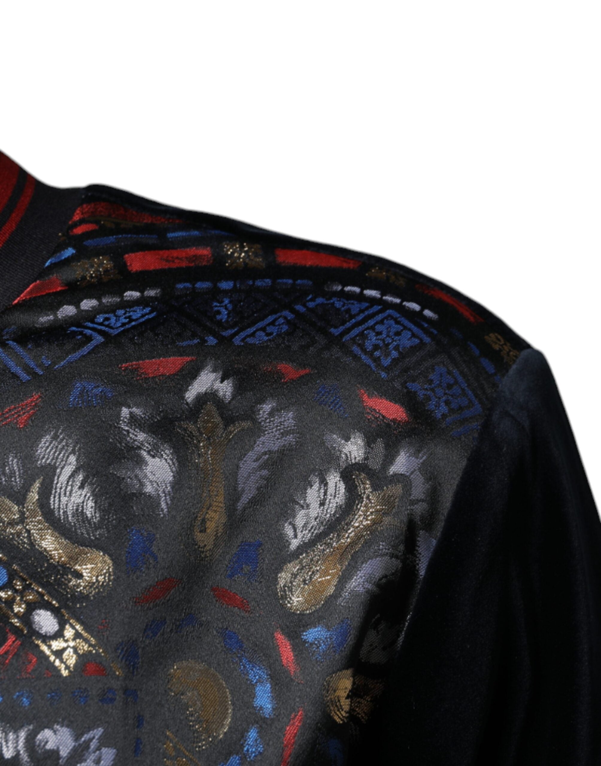 Multicolor Jacquard Crew Neck Sweatshirt Sweater - ventzia