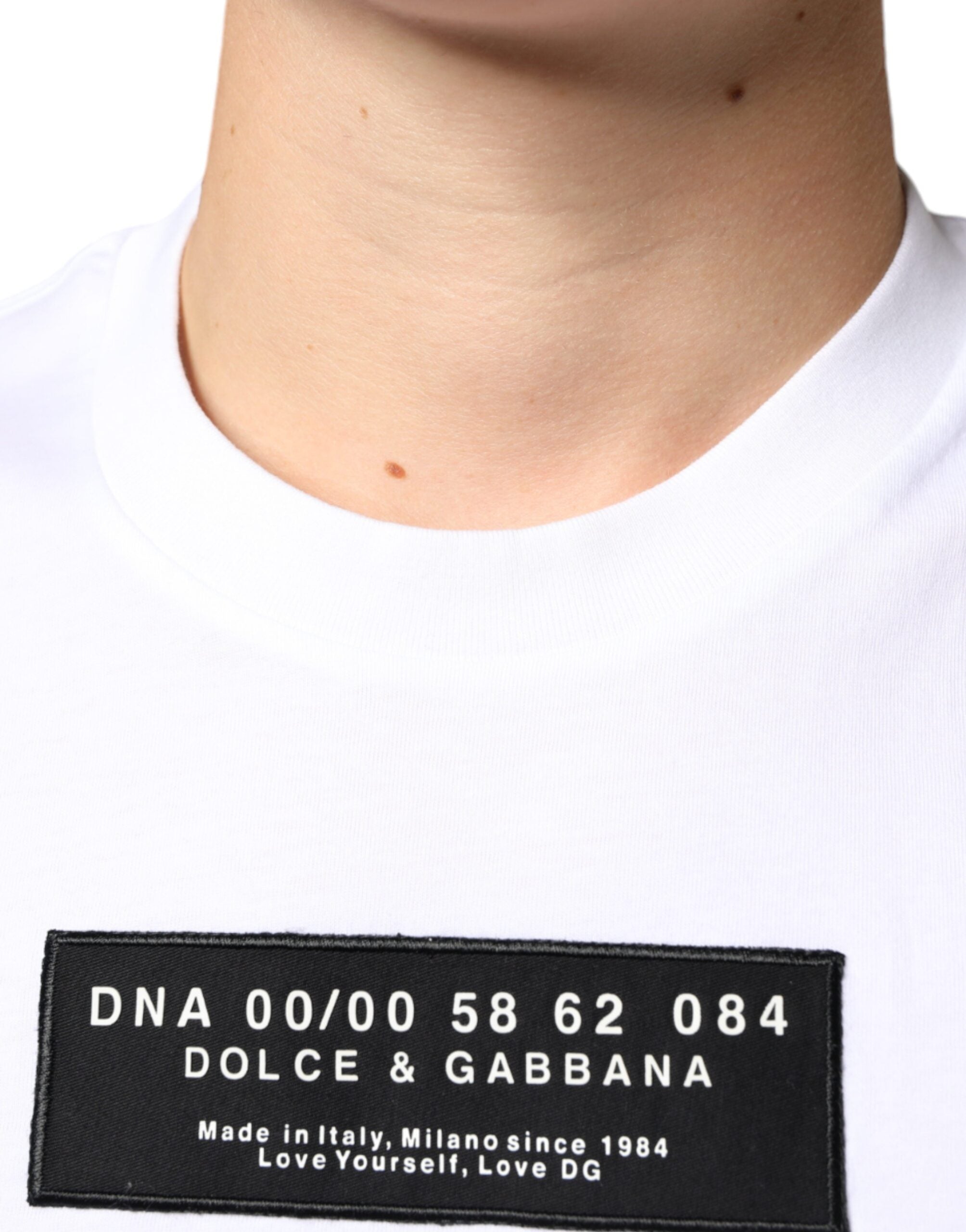 White Cotton DG Applique Casual T-shirt - ventzia