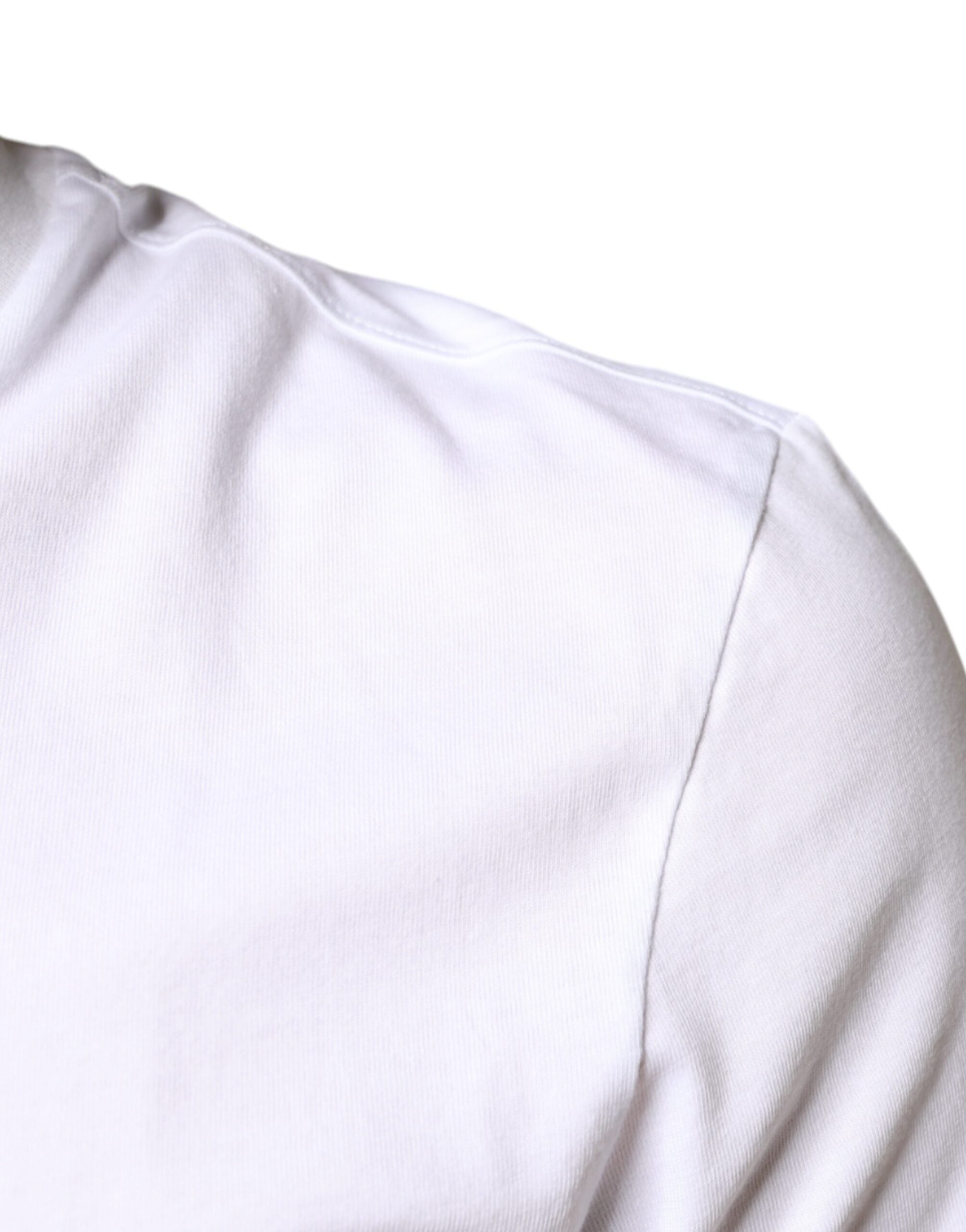 White Cotton DG Applique Casual T-shirt - ventzia