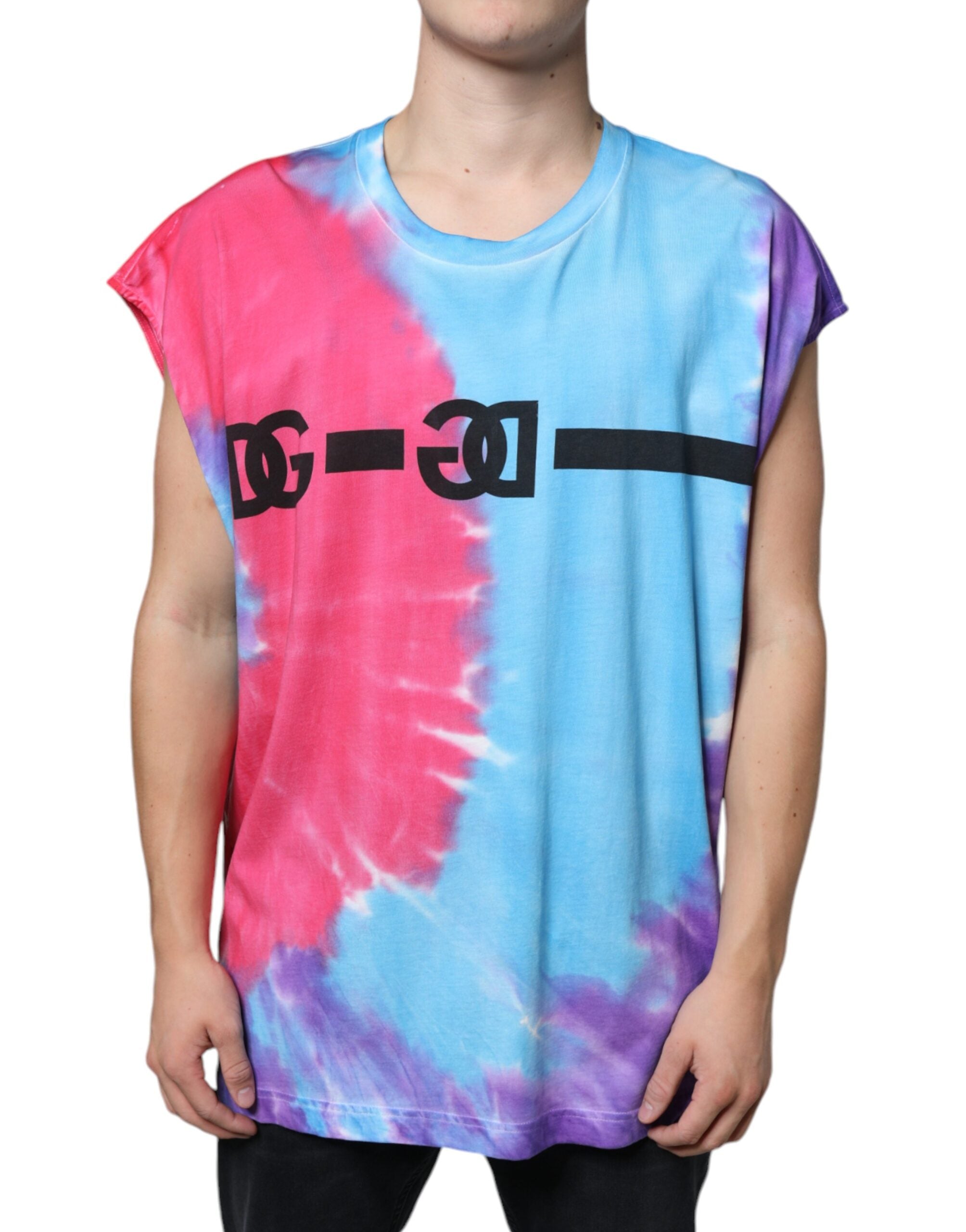 Multicolor Tie Dye Cotton Sleeveless T-shirt - ventzia