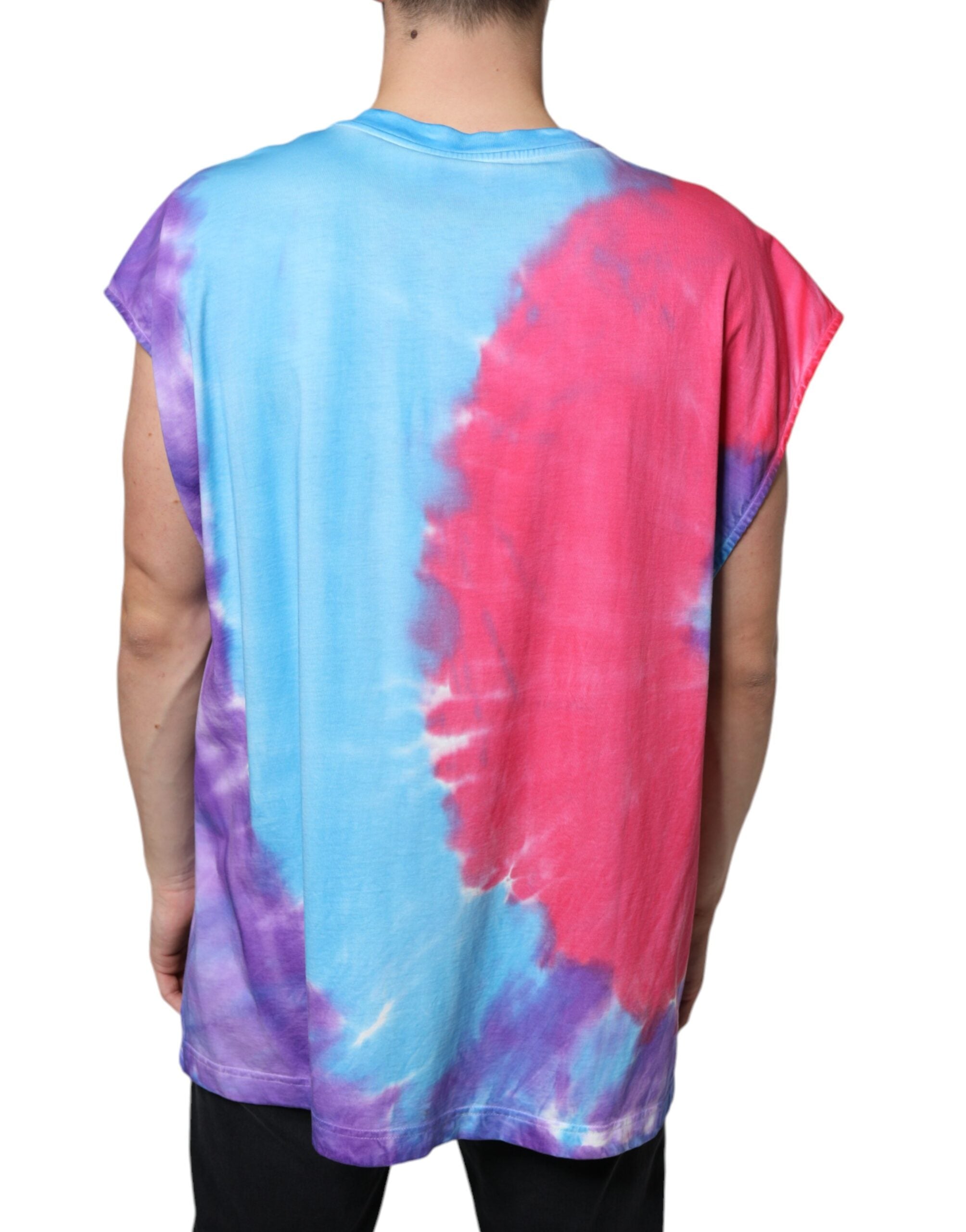 Multicolor Tie Dye Cotton Sleeveless T-shirt - ventzia