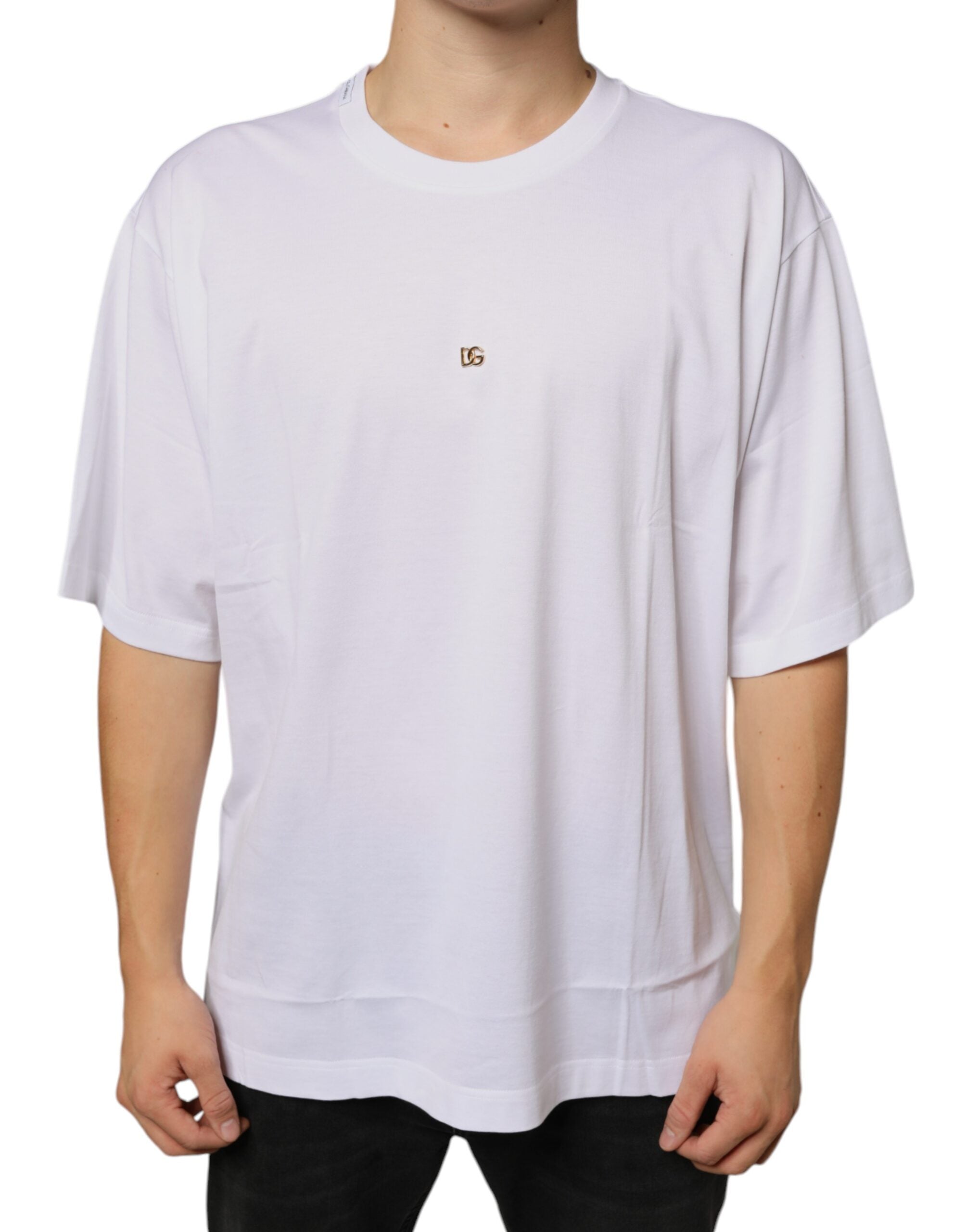 White Metal DG Logo Cotton Short Sleeves T-shirt - ventzia