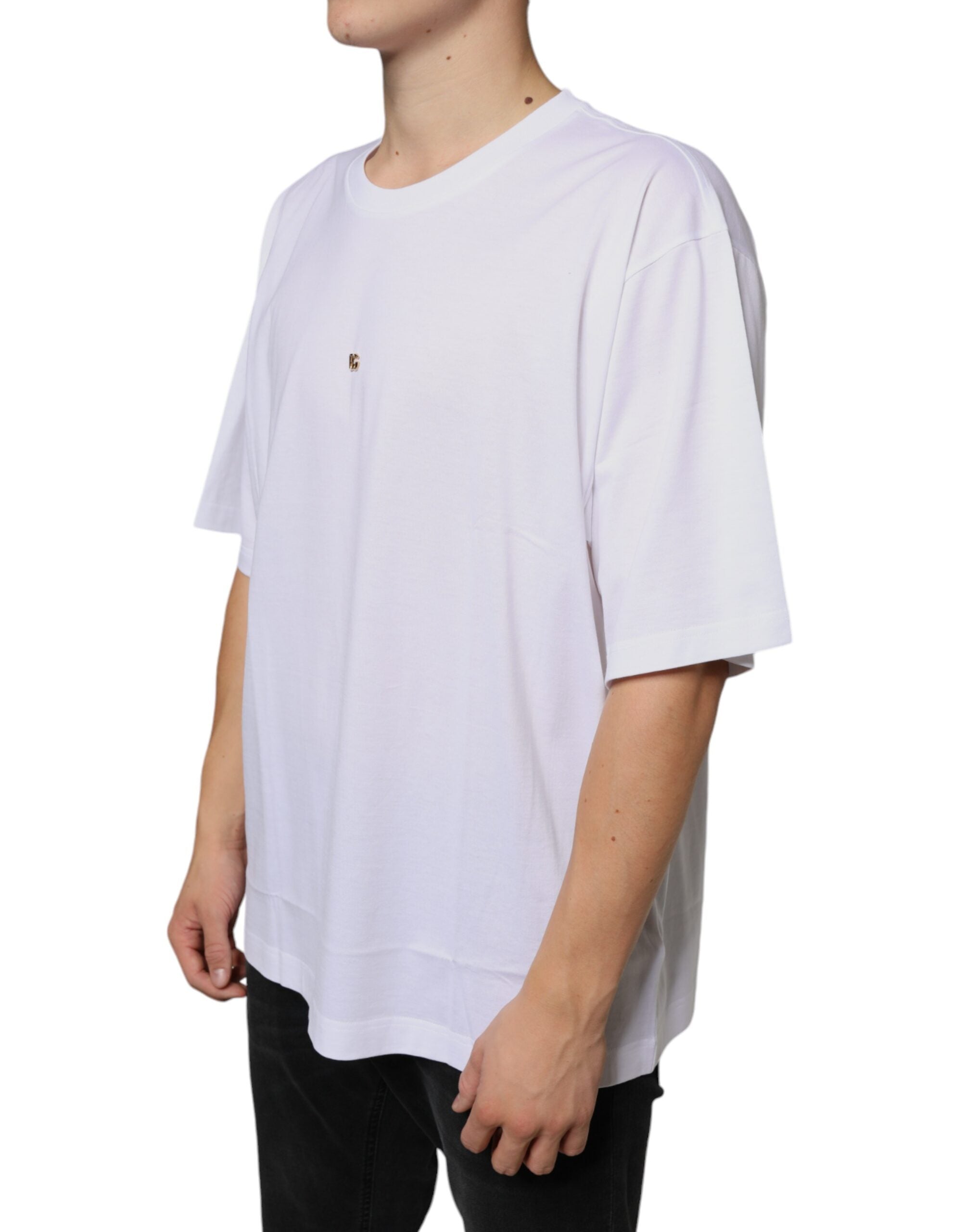 White Metal DG Logo Cotton Short Sleeves T-shirt - ventzia