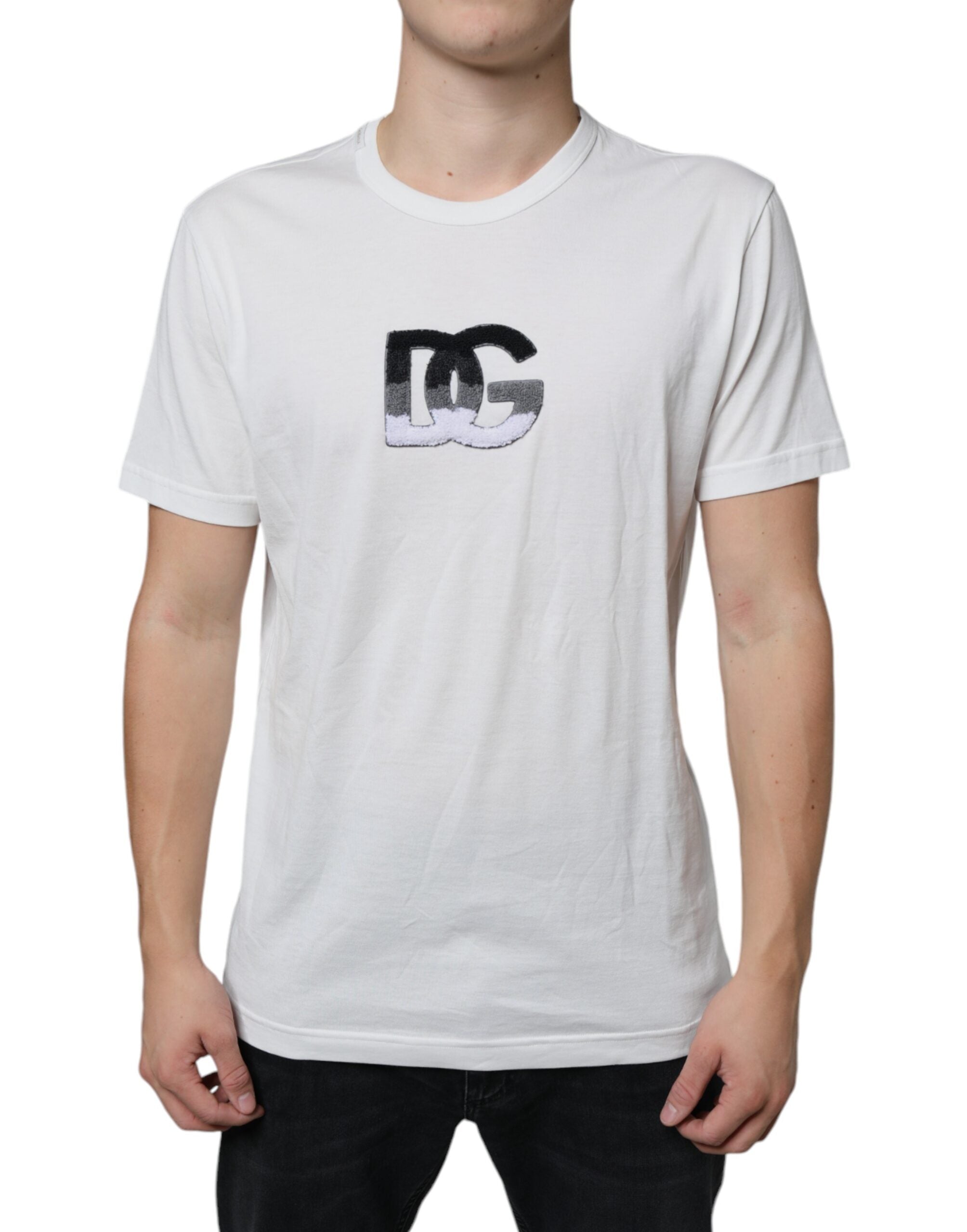 White Cotton DG Logo Print T-shirt - ventzia