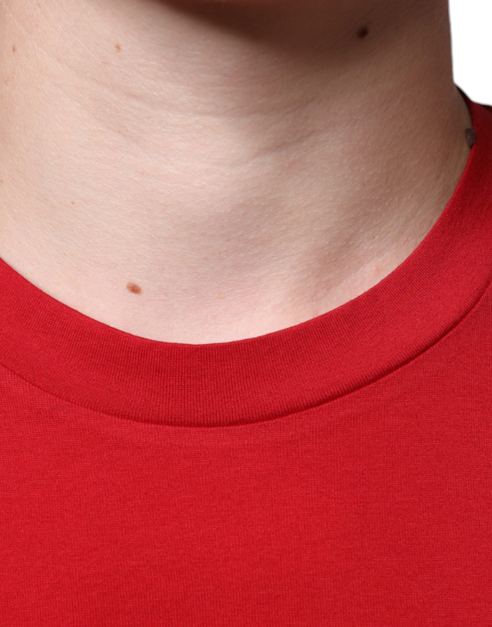 Red Cotton DG Logo Print Crew Neck T-shirt - ventzia