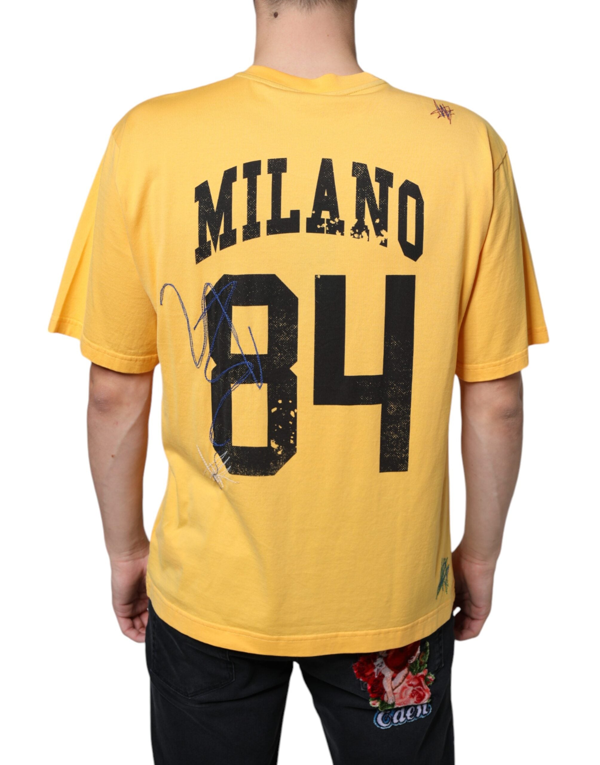 Yellow Secret Graden Floral Cotton Crew Neck T-shirt - ventzia