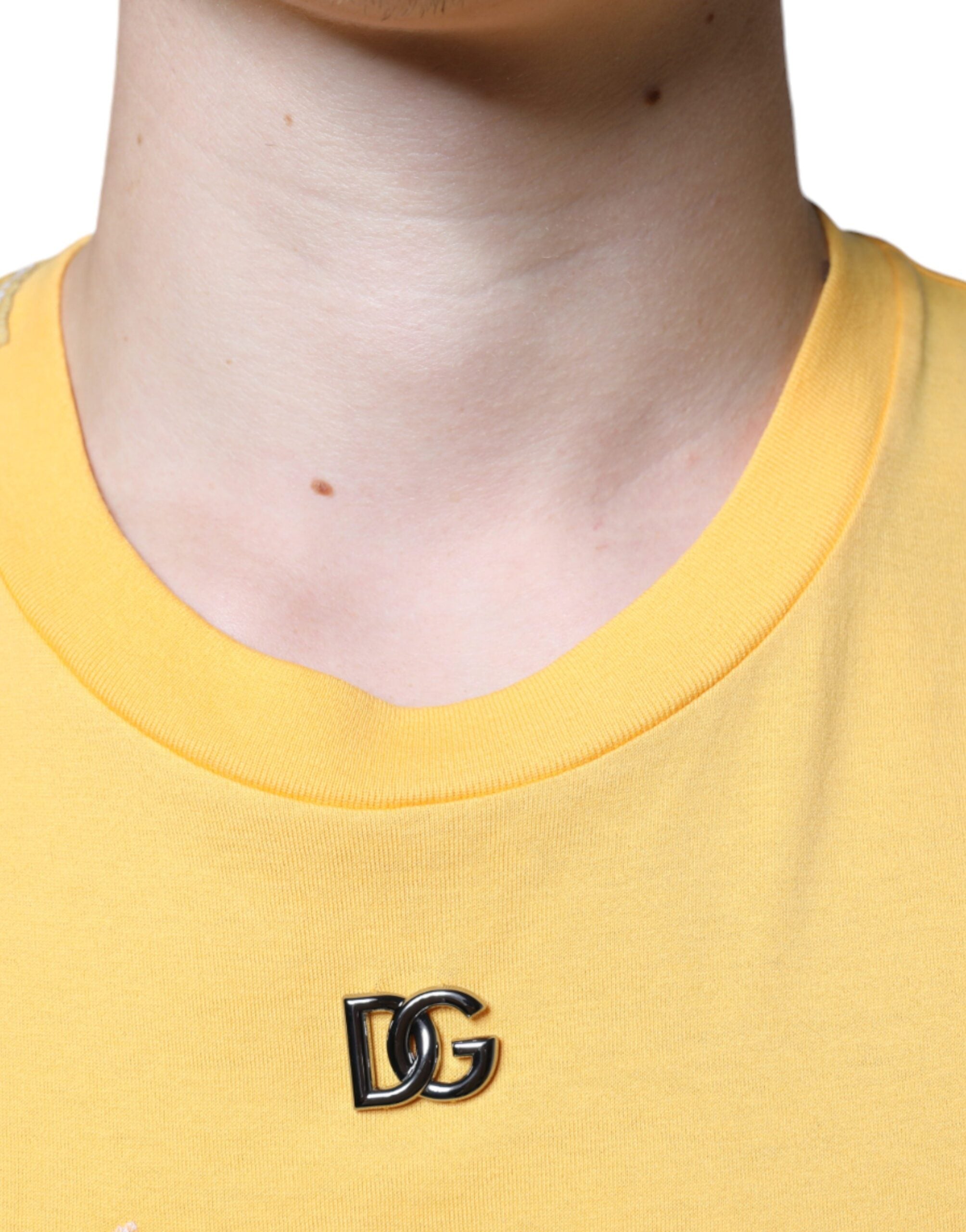 Yellow Secret Graden Floral Cotton Crew Neck T-shirt - ventzia