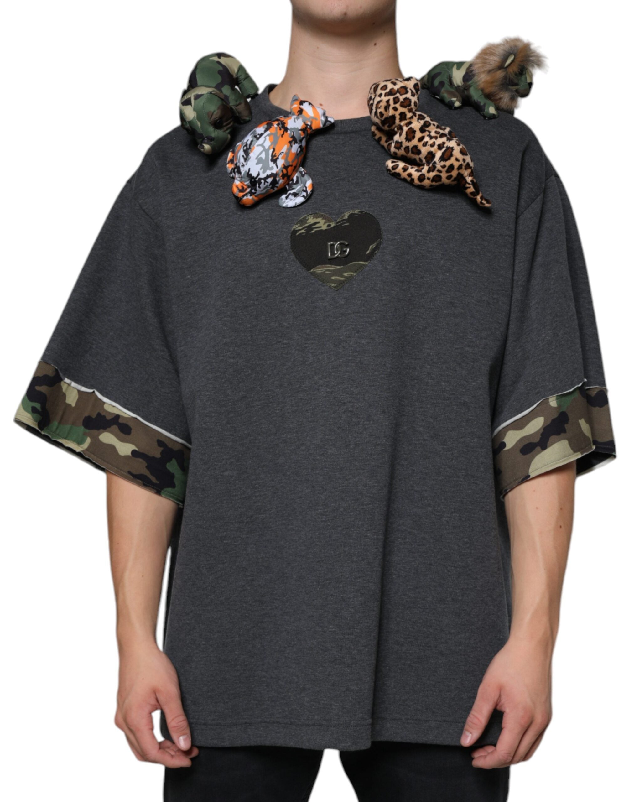 Gray Camouflage Animal Stuff Cotton T-shirt - ventzia