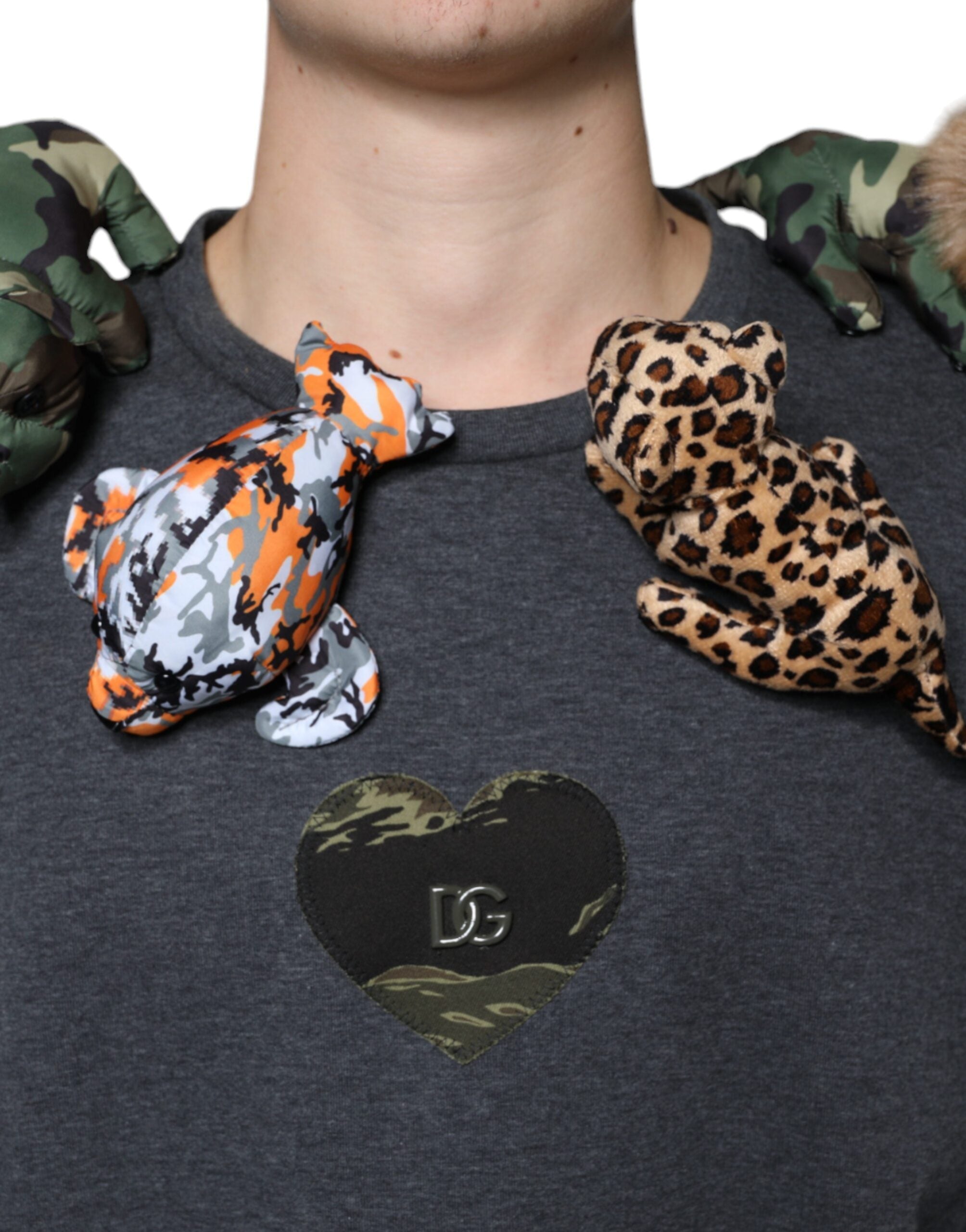 Gray Camouflage Animal Stuff Cotton T-shirt - ventzia