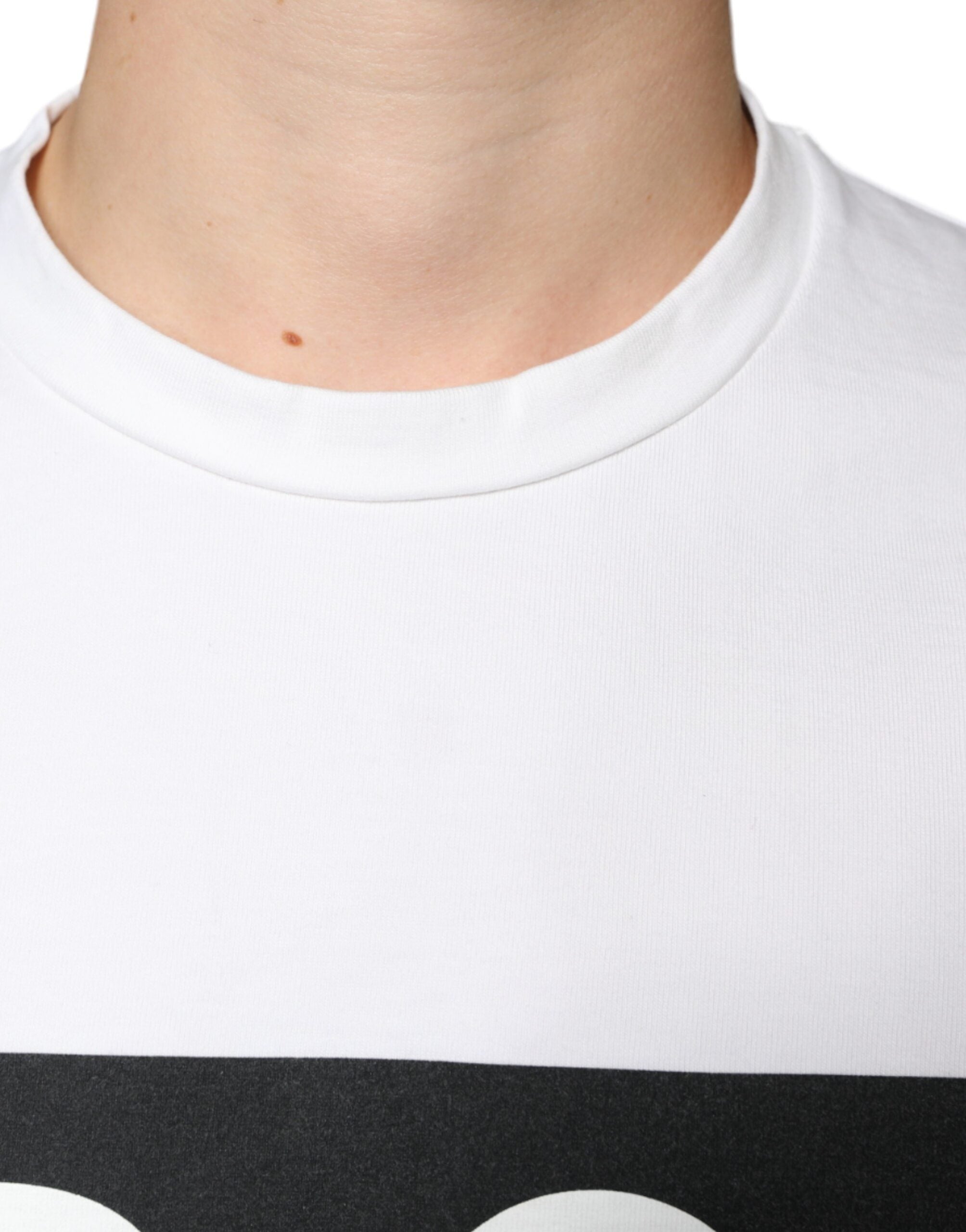 White Cotton DG Logo Print Casual T-shirt - ventzia