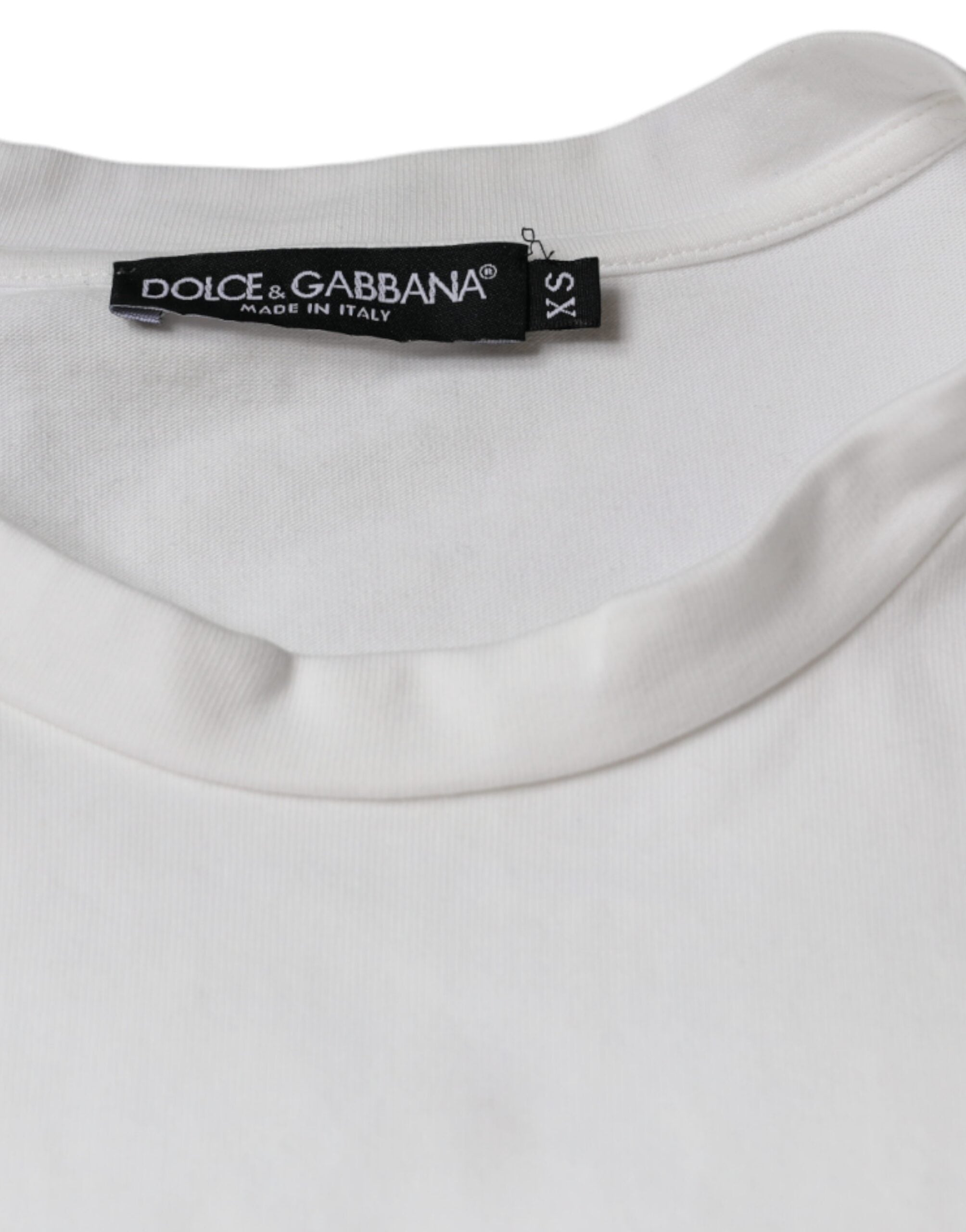 White Cotton DG Logo Print Casual T-shirt - ventzia