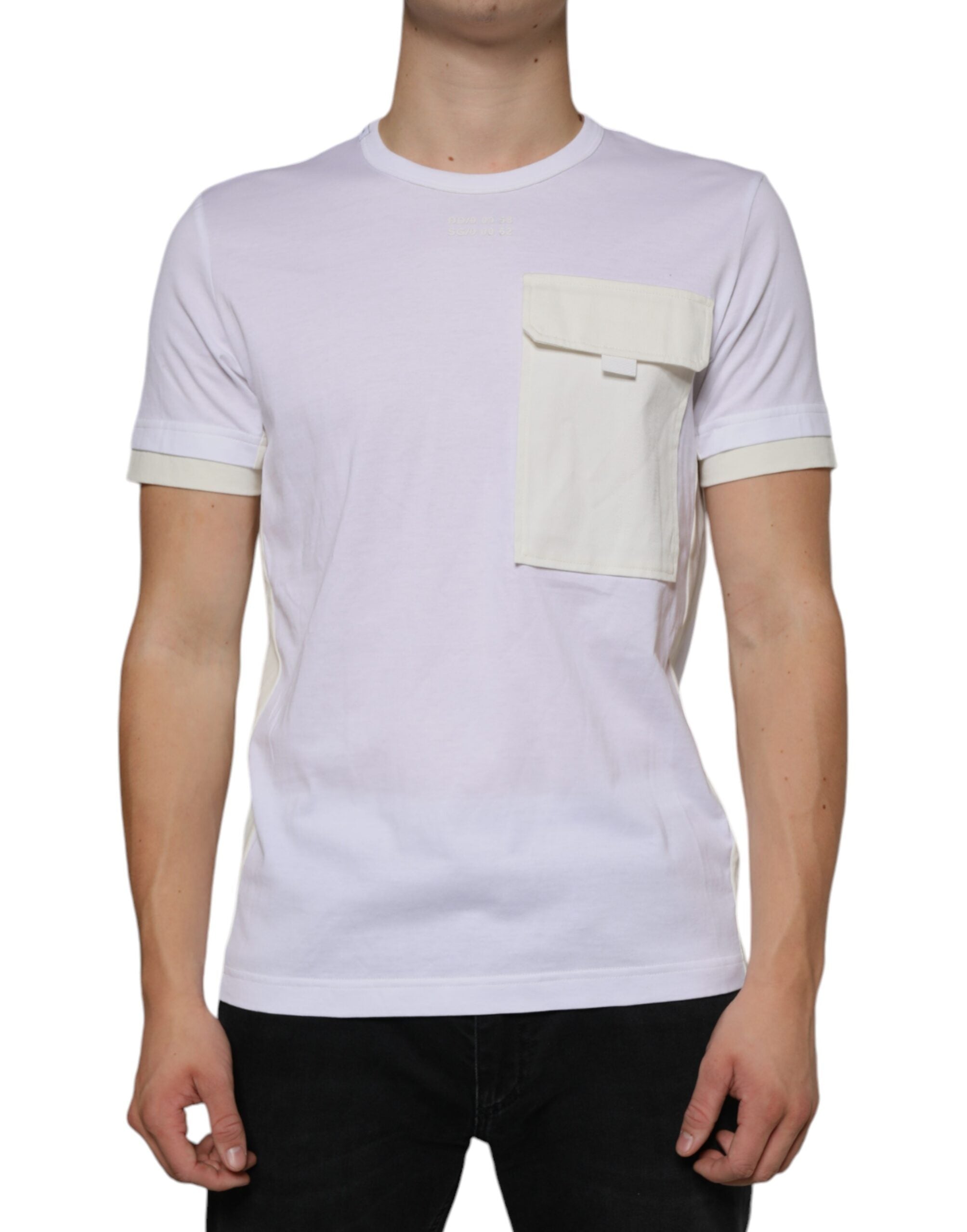 White Cotton Pocket Short Sleeves T-shirt - ventzia