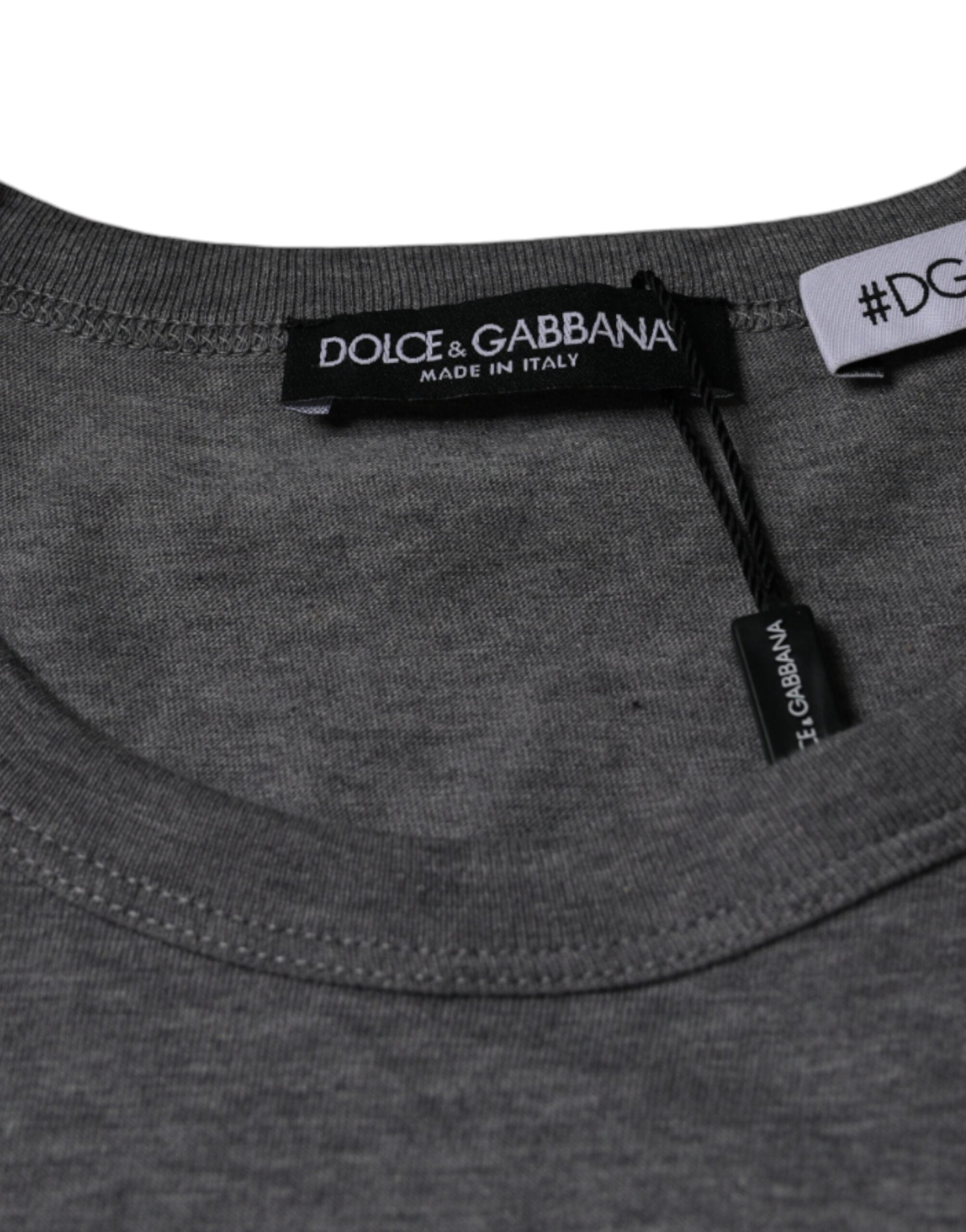 Gray Cotton #DGFamily Short Sleeves T-shirt - ventzia