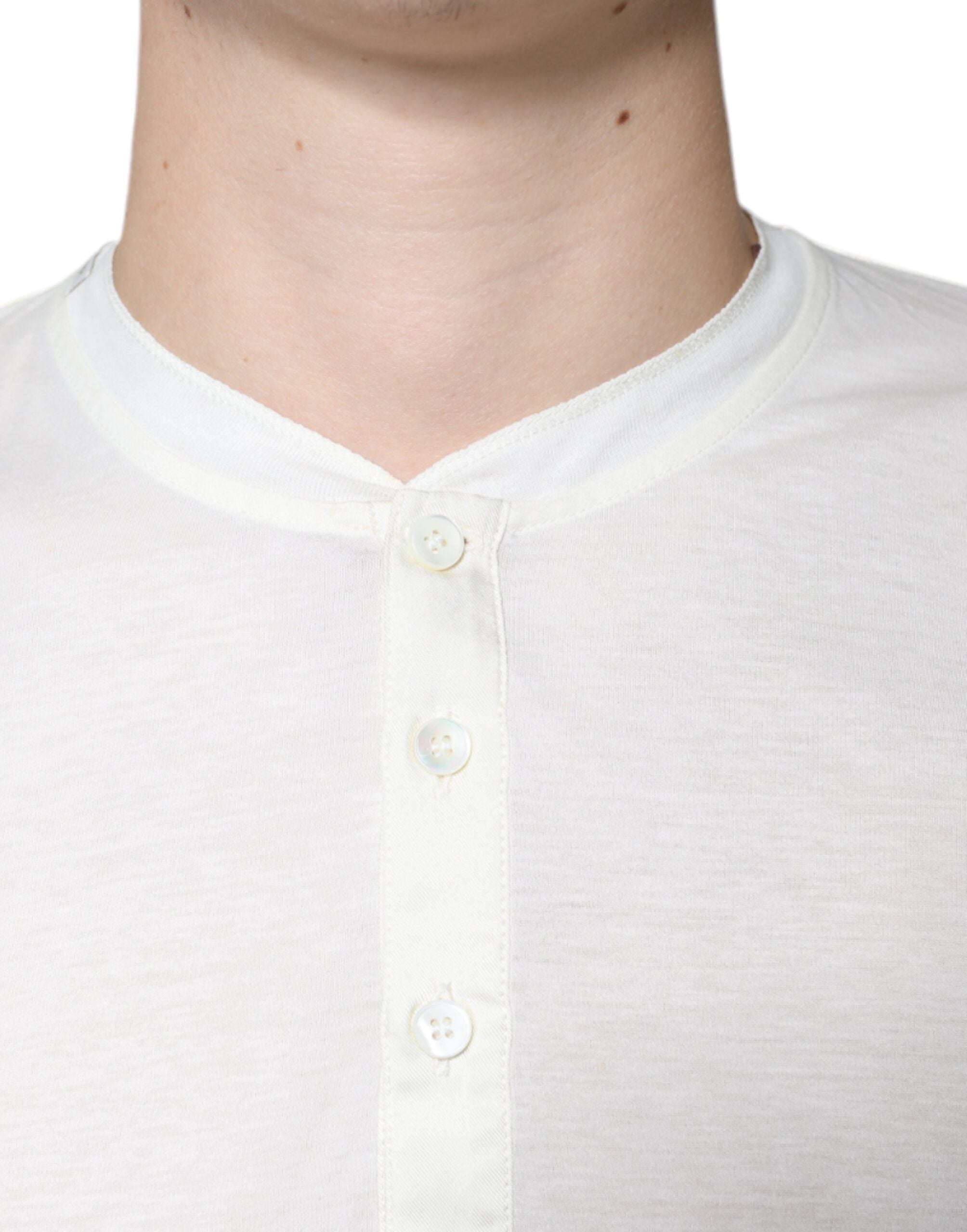 Off White Cotton Short Sleeves T-shirt - ventzia
