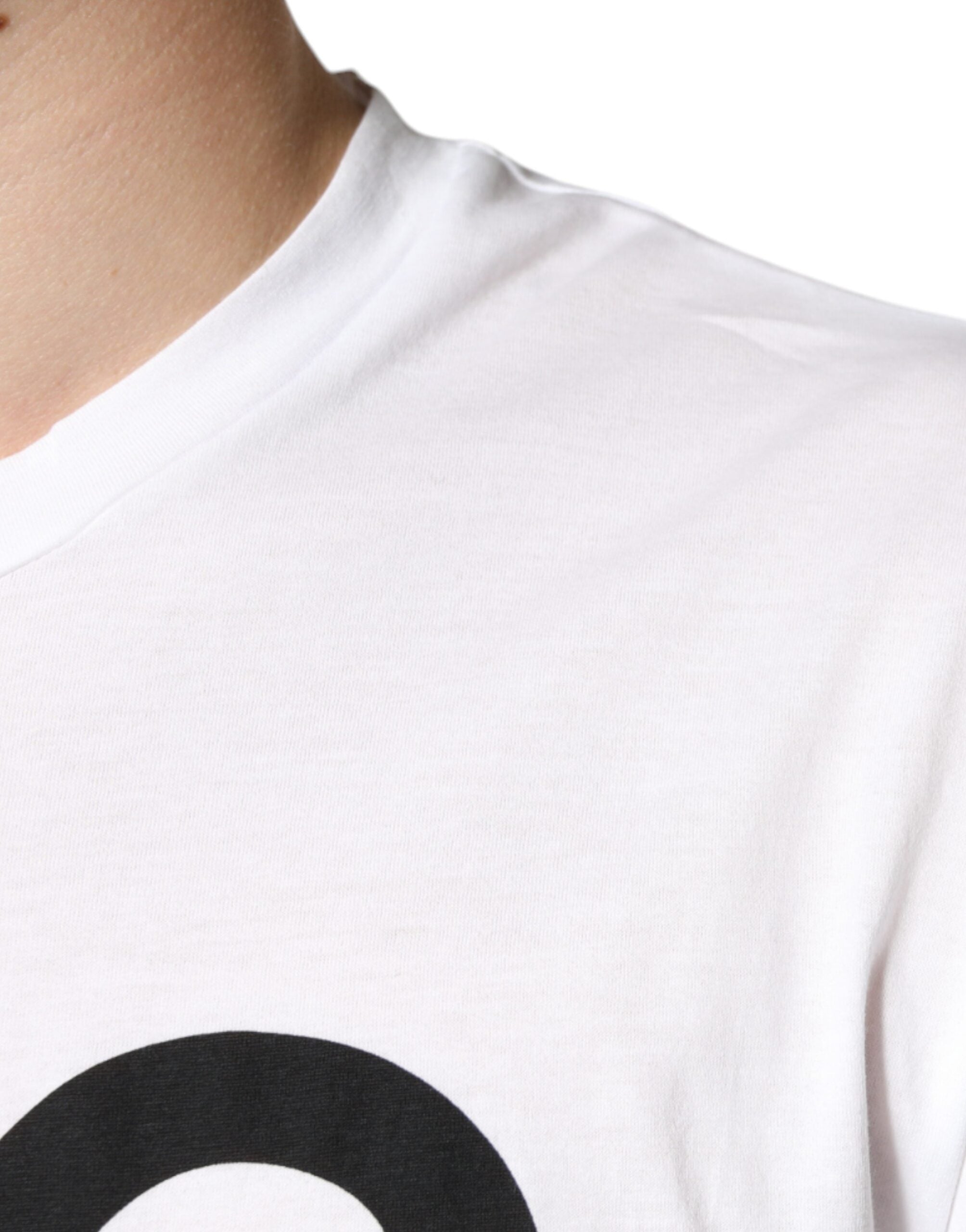 White Cotton DG Logo Print Casual T-shirt - ventzia