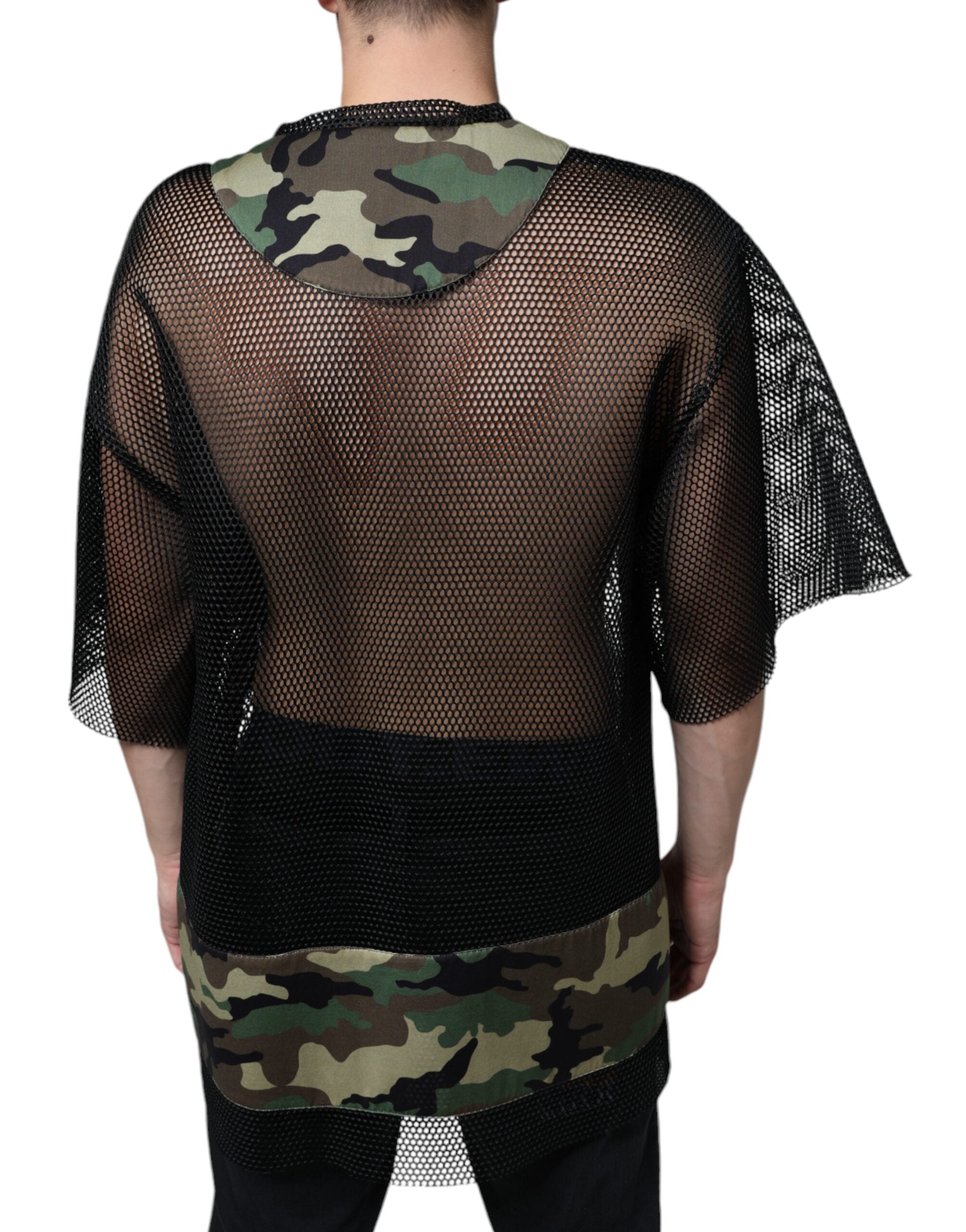 Black Mesh Camouflage Short Sleeves T-shirt - ventzia