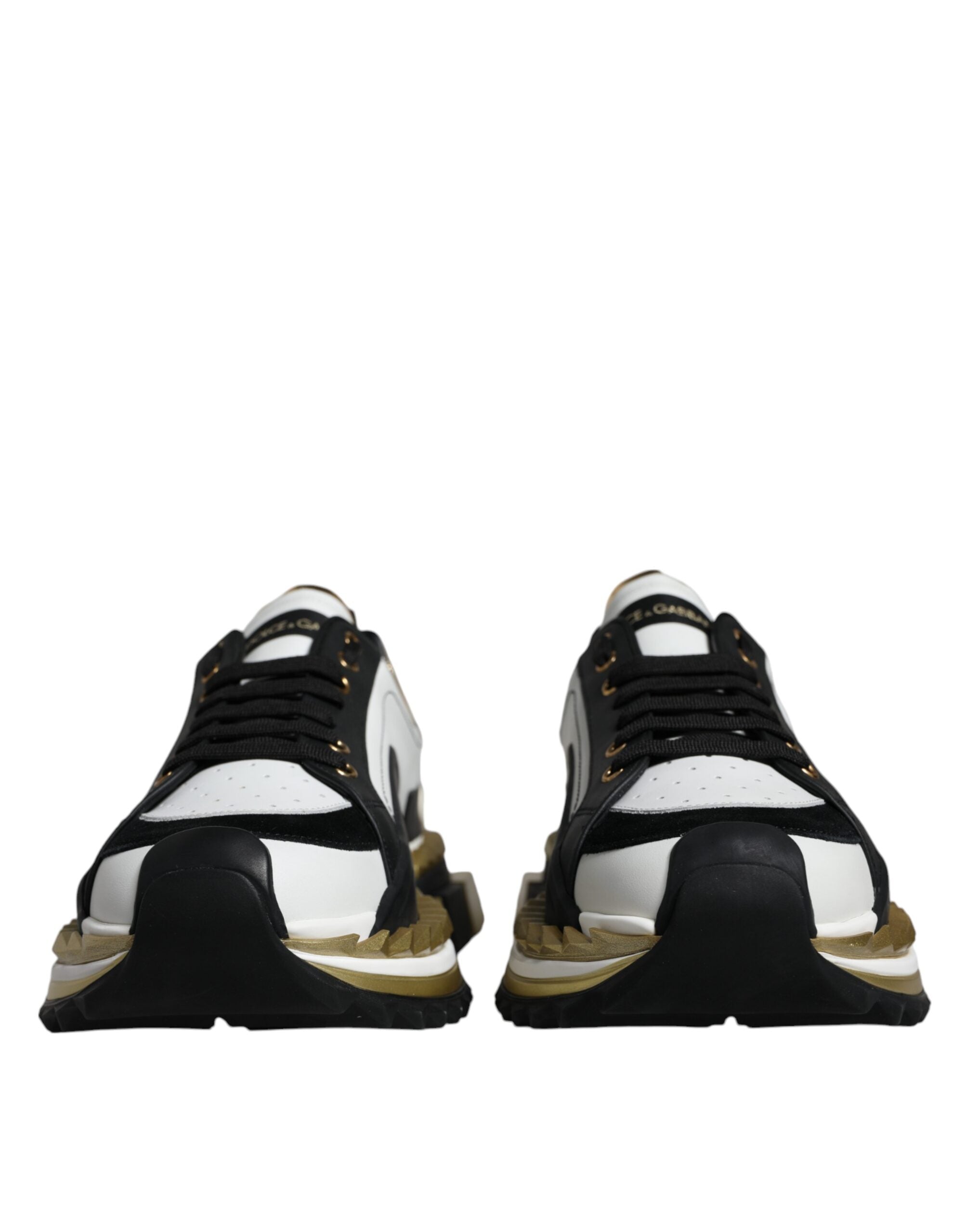 White Gold Black Leather SUPER KING Sneakers Shoes - ventzia