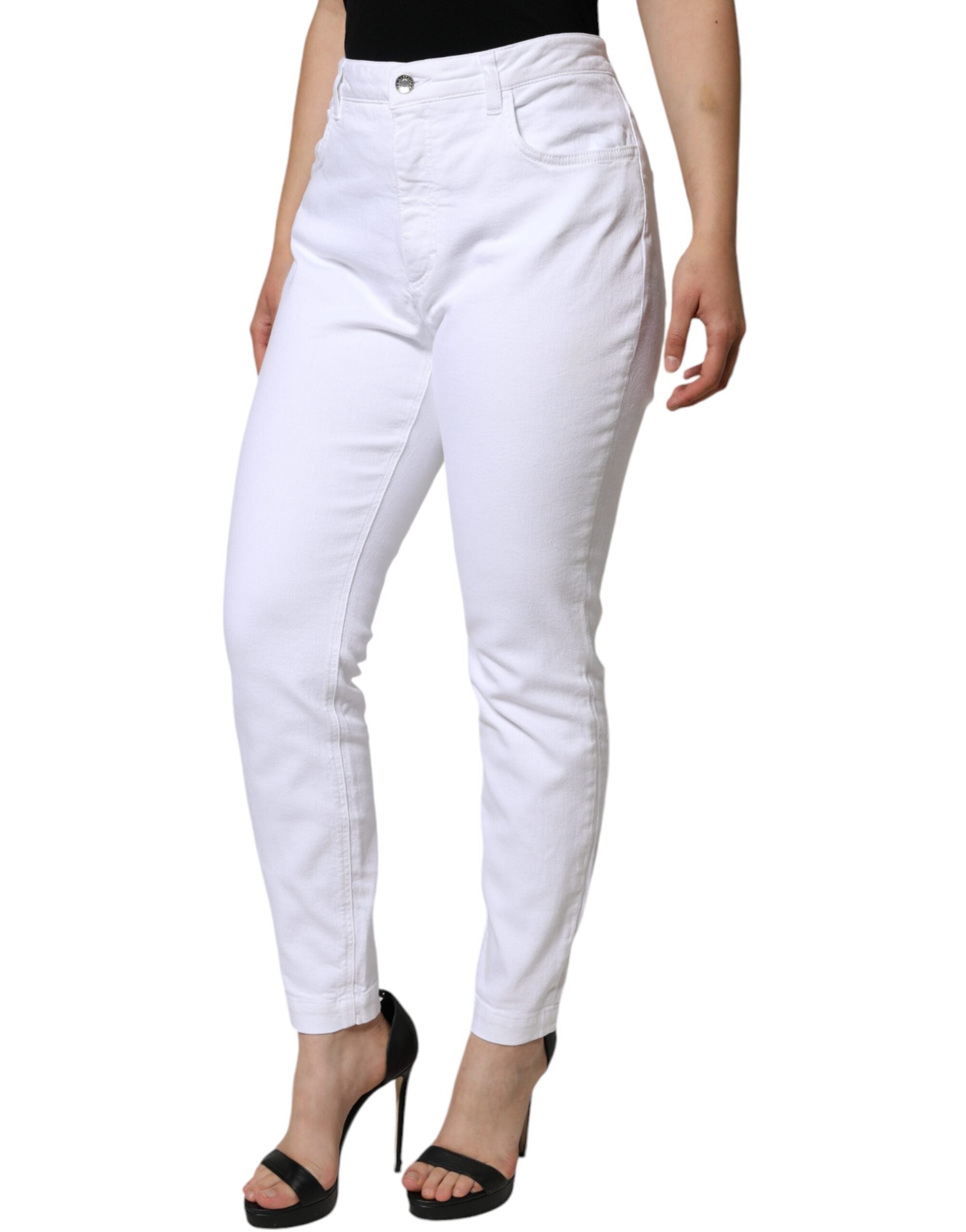 White Cotton Stretch AUDREY Skinny Jeans - ventzia