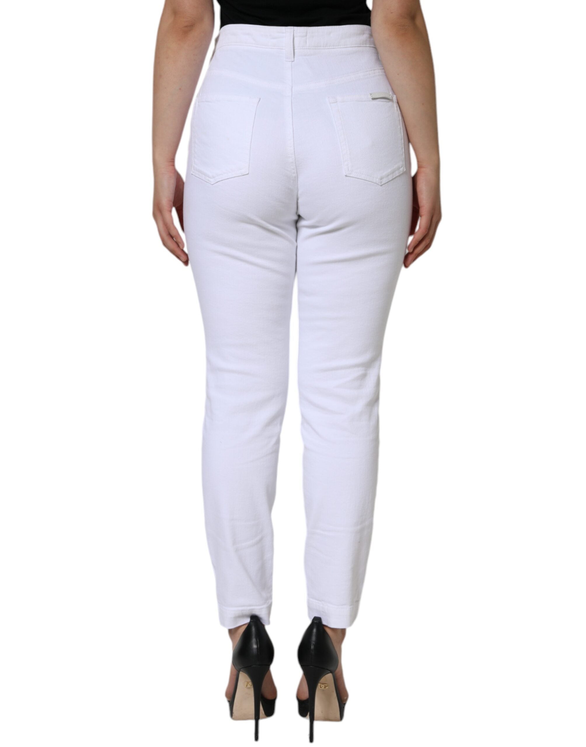 White Cotton Stretch AUDREY Skinny Jeans - ventzia