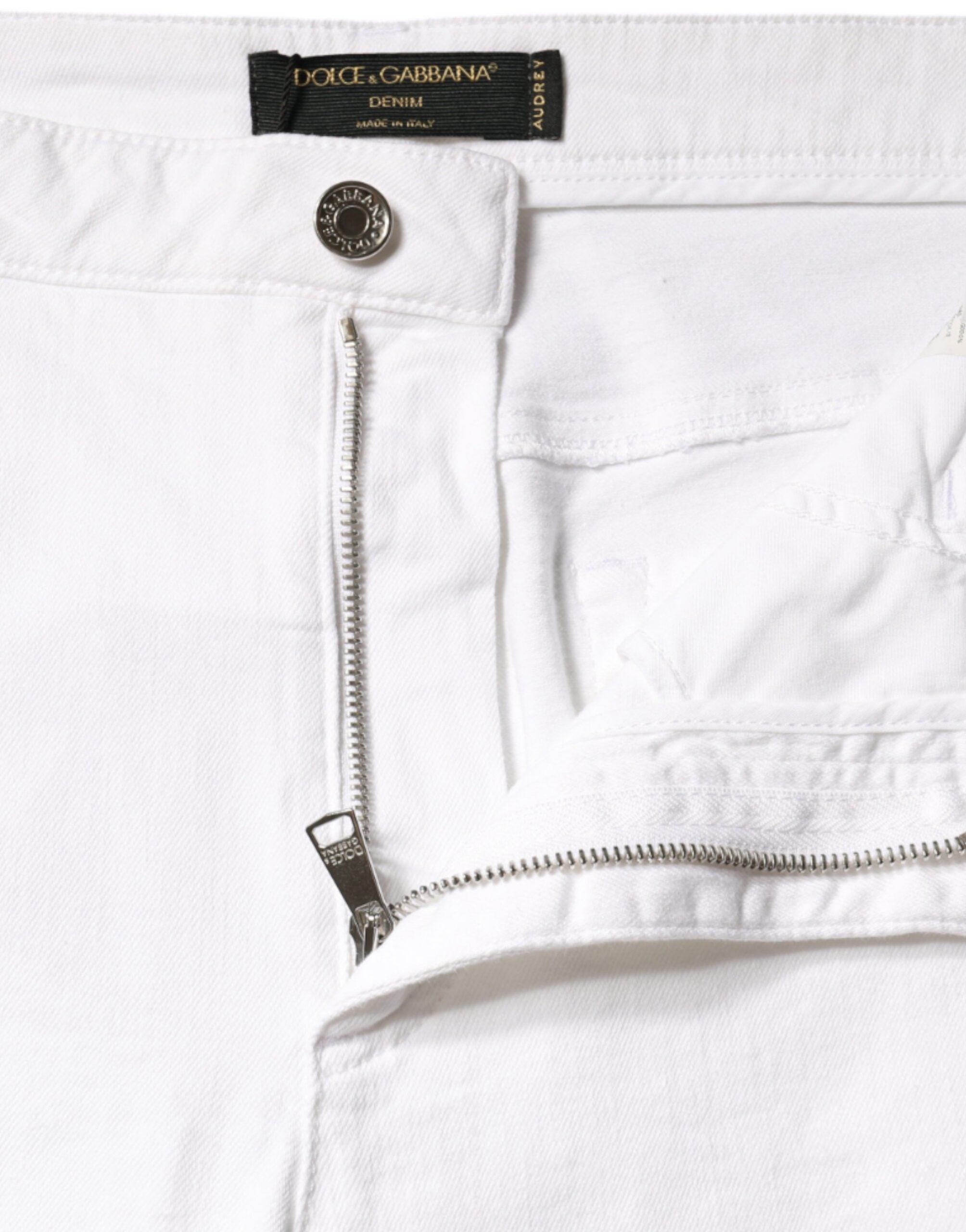 White Cotton Stretch AUDREY Skinny Jeans - ventzia