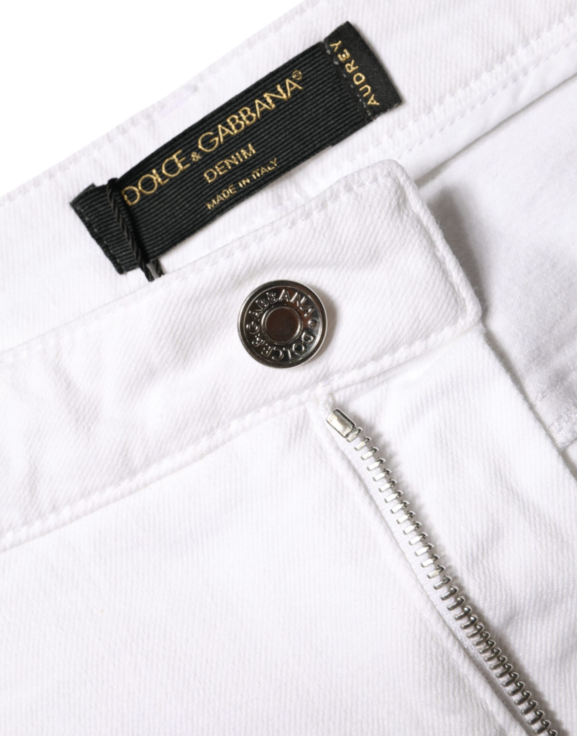 White Cotton Stretch AUDREY Skinny Jeans - ventzia