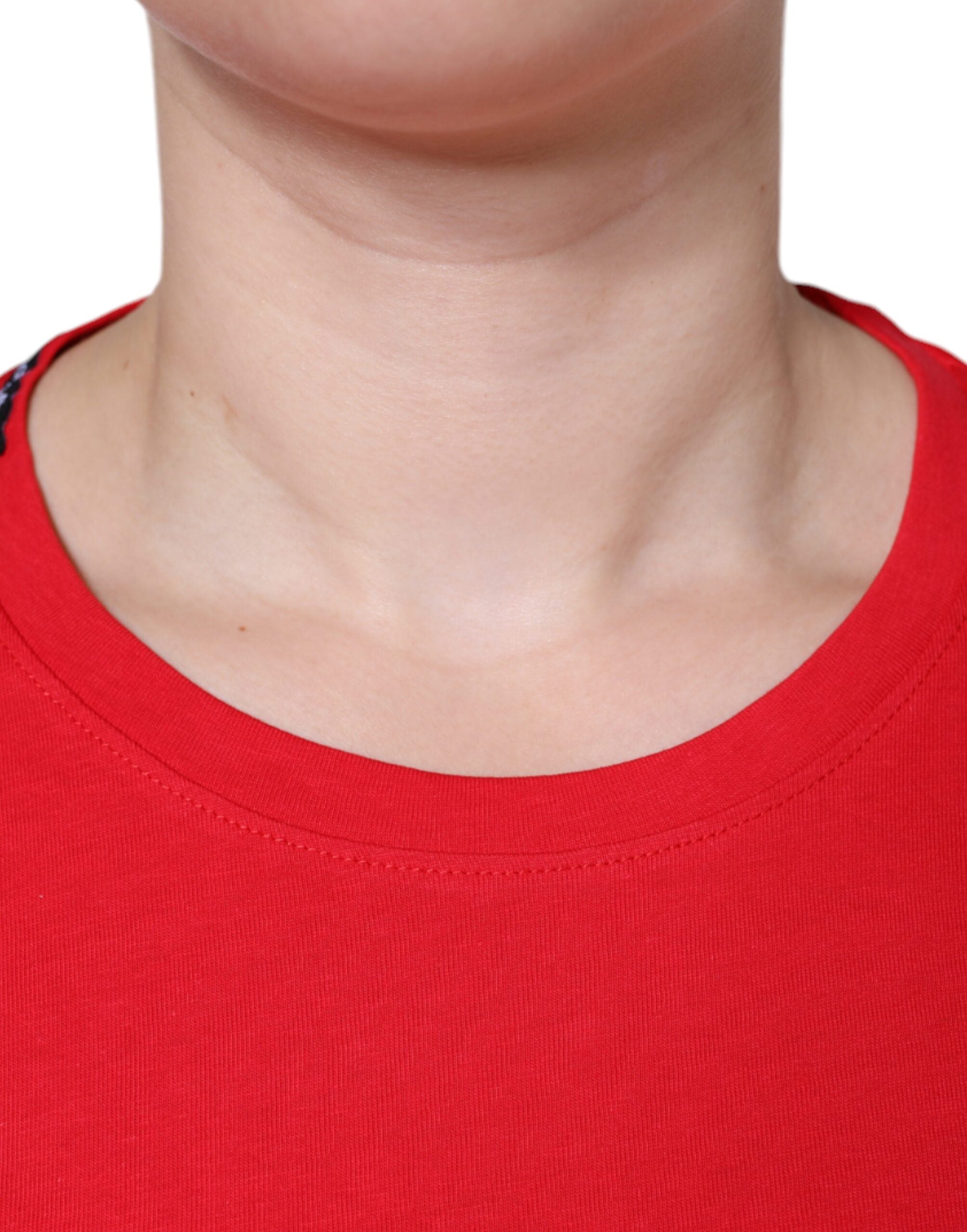 Red Cotton Crew Neck Short Sleeve Tee T-shirt - ventzia