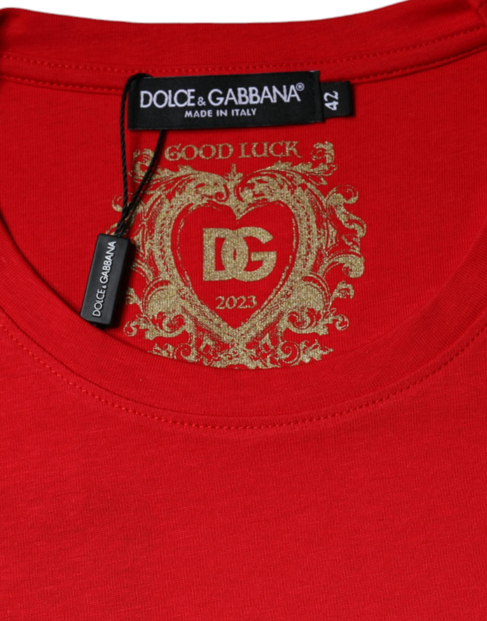 Red Cotton Crew Neck Short Sleeve Tee T-shirt - ventzia
