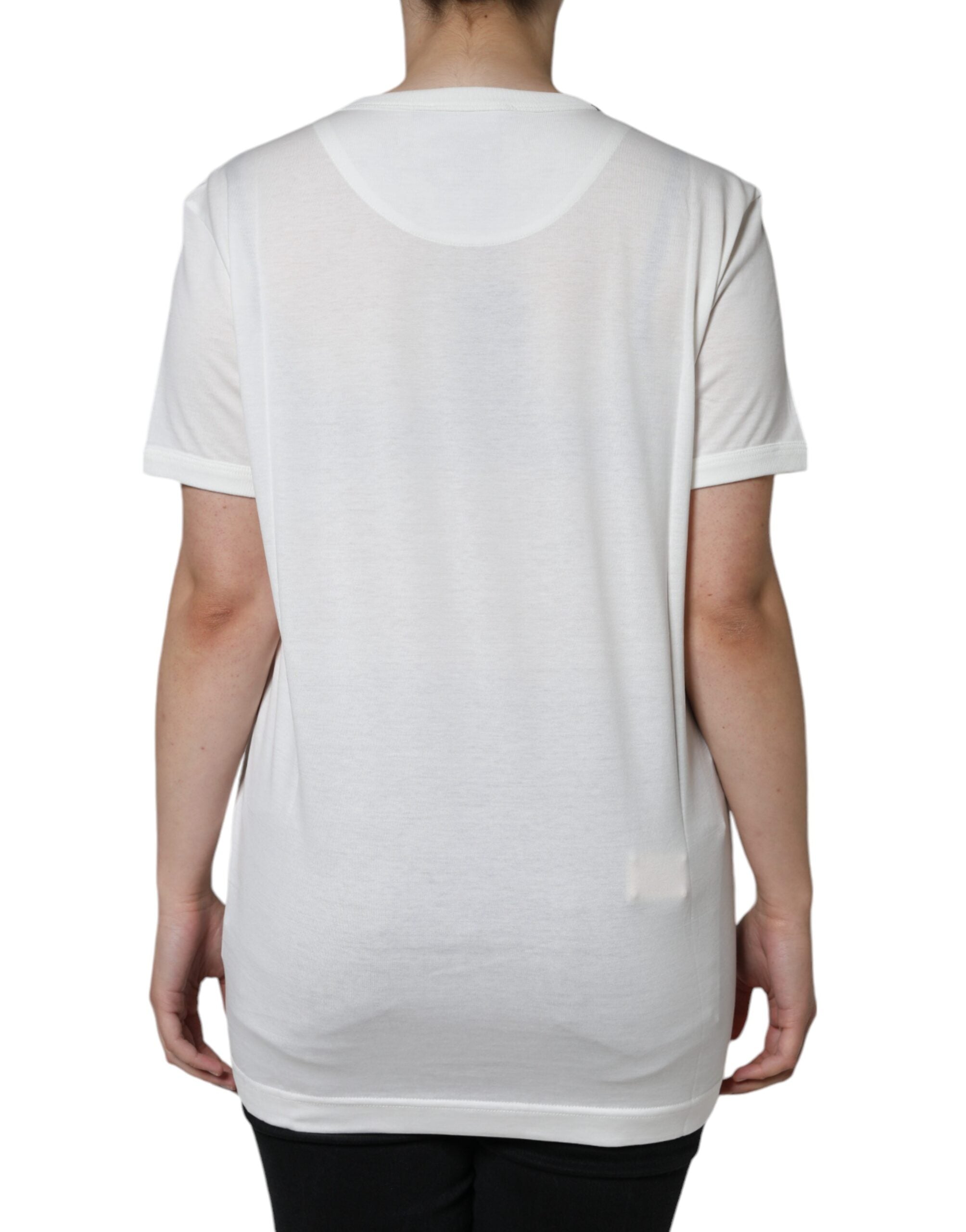 White Cotton Crew Neck Short Sleeve T-shirt - ventzia