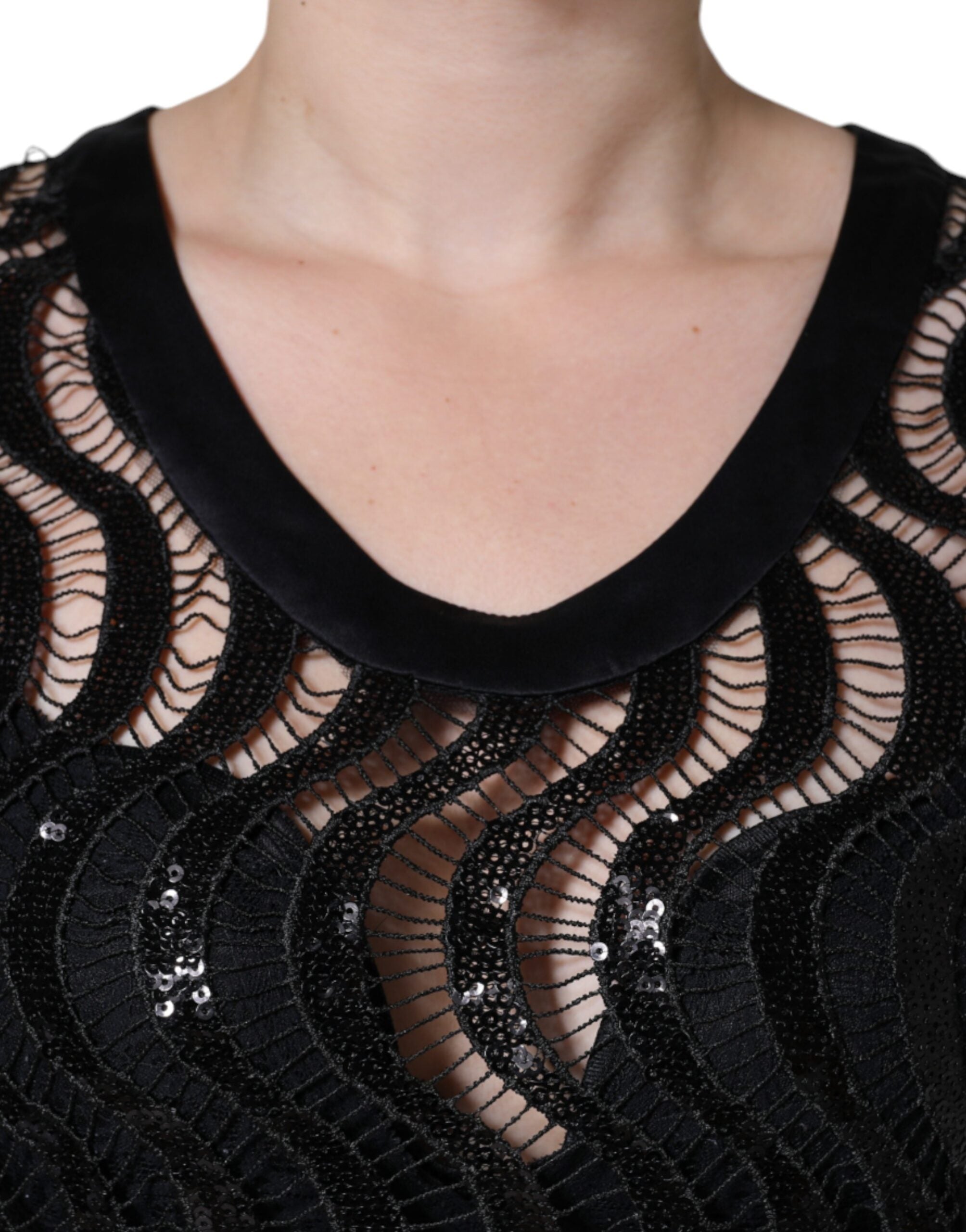 Black Sequin Sleeveless Tank Blouse Top - ventzia