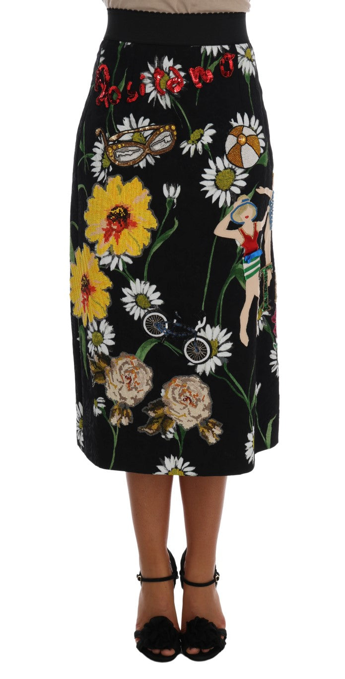 Embellished A-Line Mid-Calf Skirt - ventzia