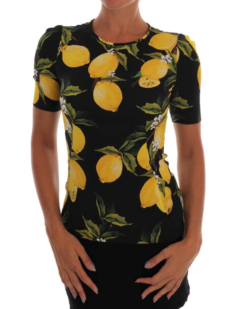 Sicilian Lemon Print Silk Blouse - ventzia