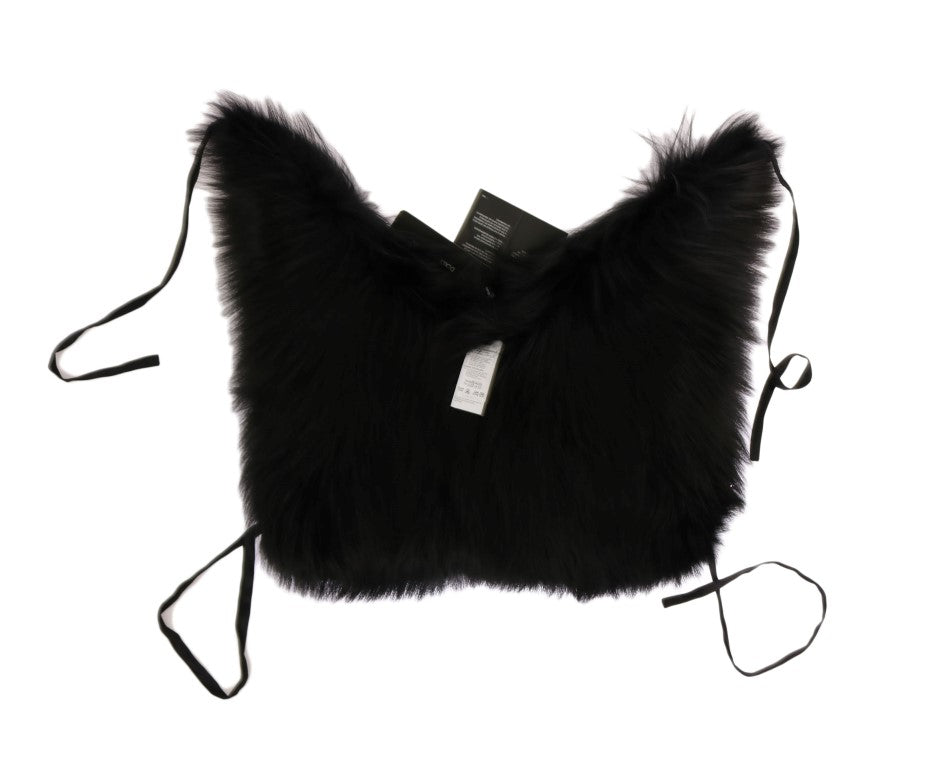Elegant Black Silver Fox Fur Scarf - ventzia