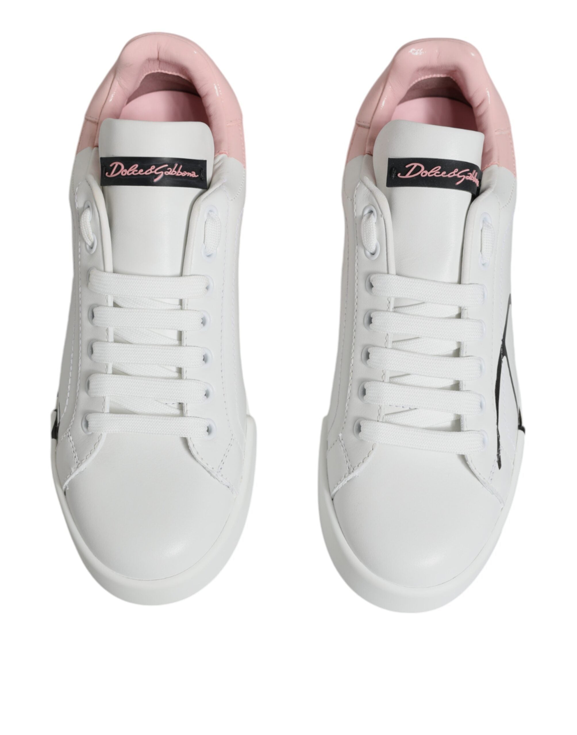 White Pink Portofino Low Top Sneakers Shoes - ventzia