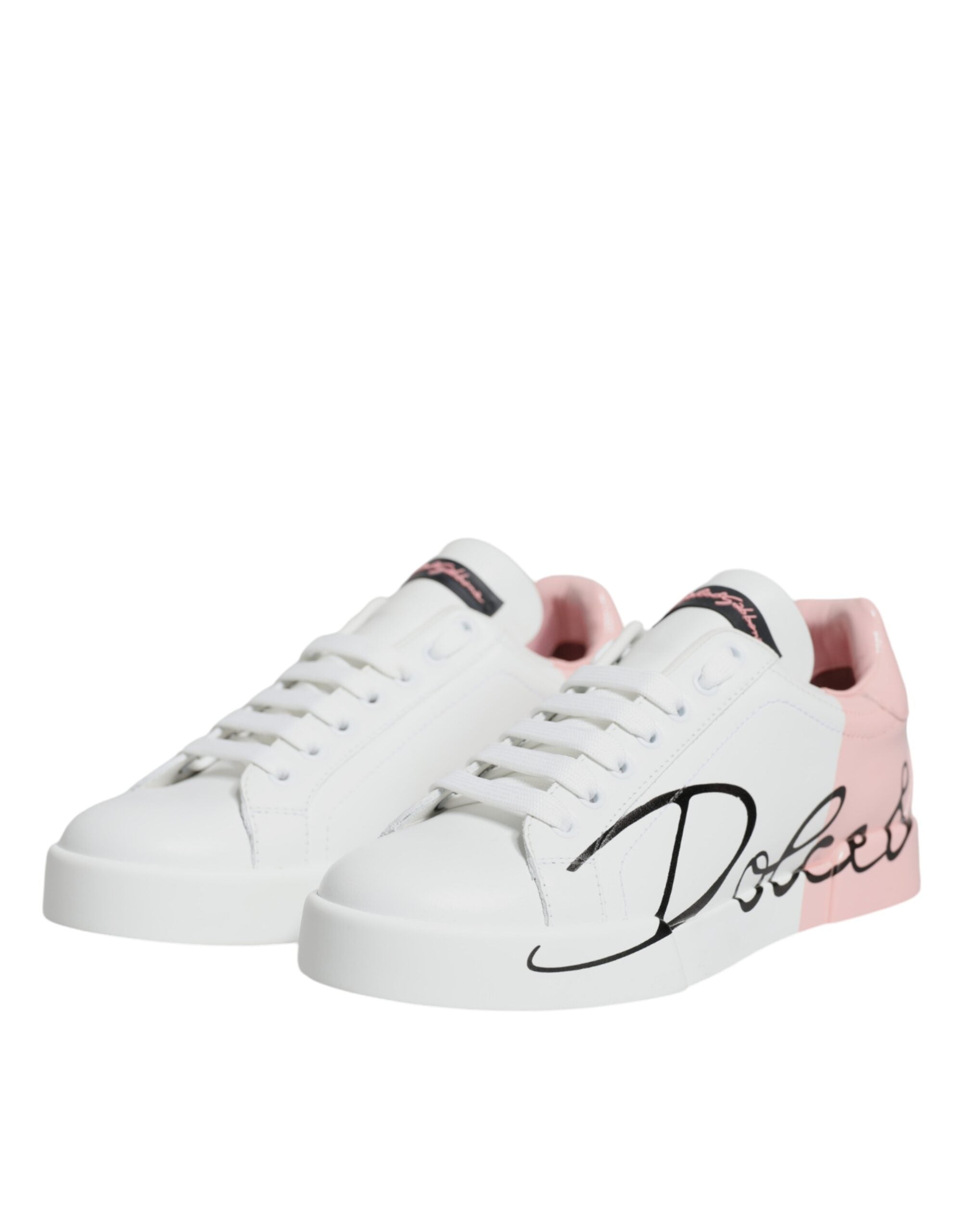 White Pink Portofino Low Top Sneakers Shoes - ventzia