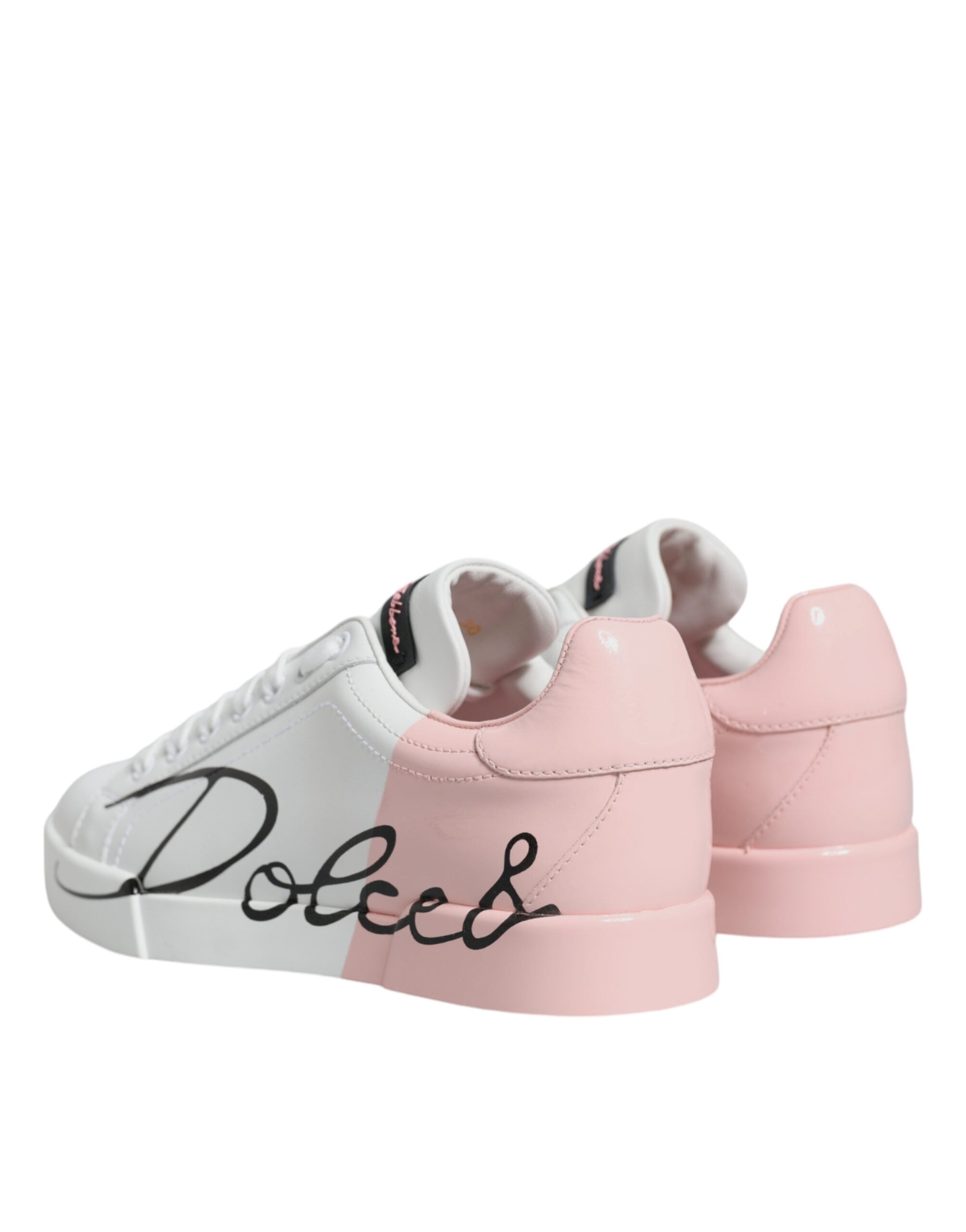 White Pink Portofino Low Top Sneakers Shoes - ventzia