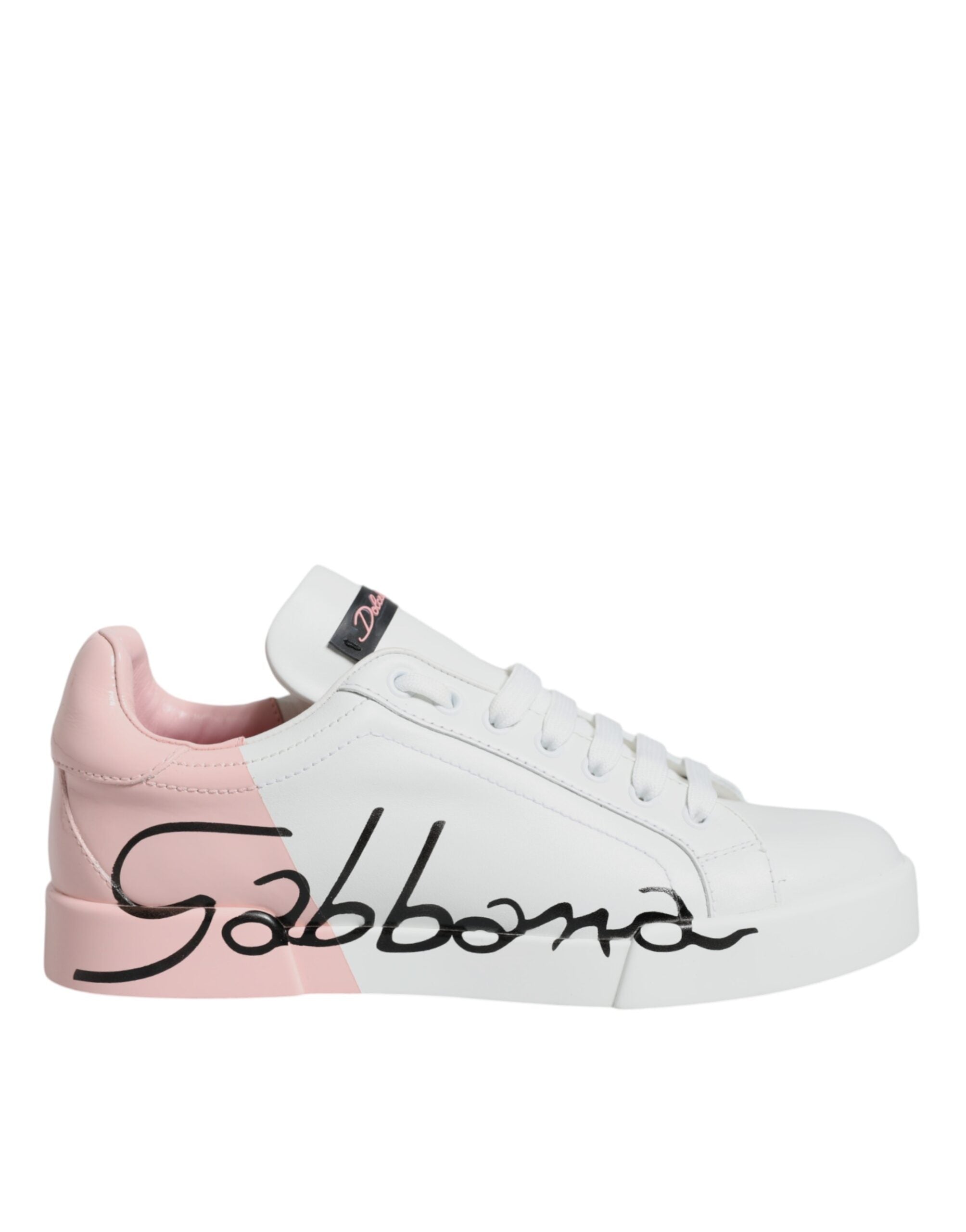 White Pink Portofino Low Top Sneakers Shoes - ventzia