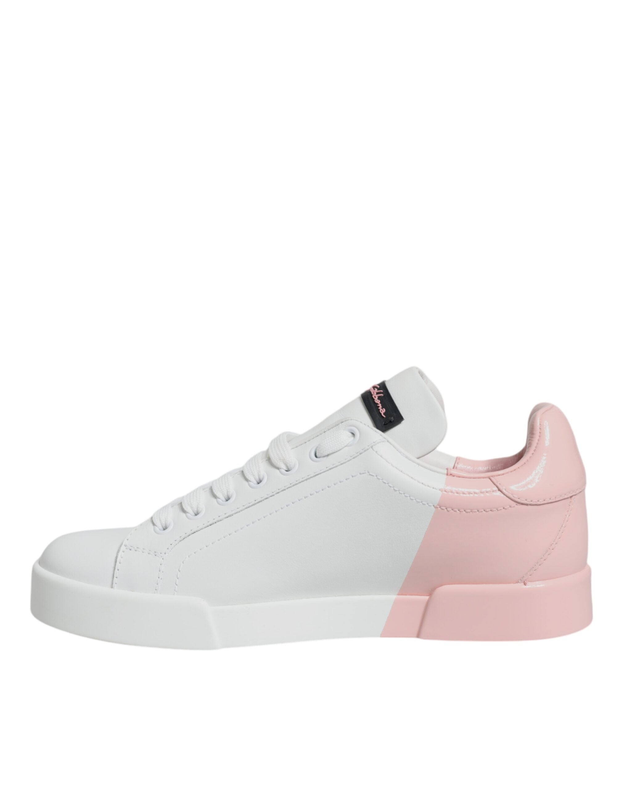 White Pink Portofino Low Top Sneakers Shoes - ventzia