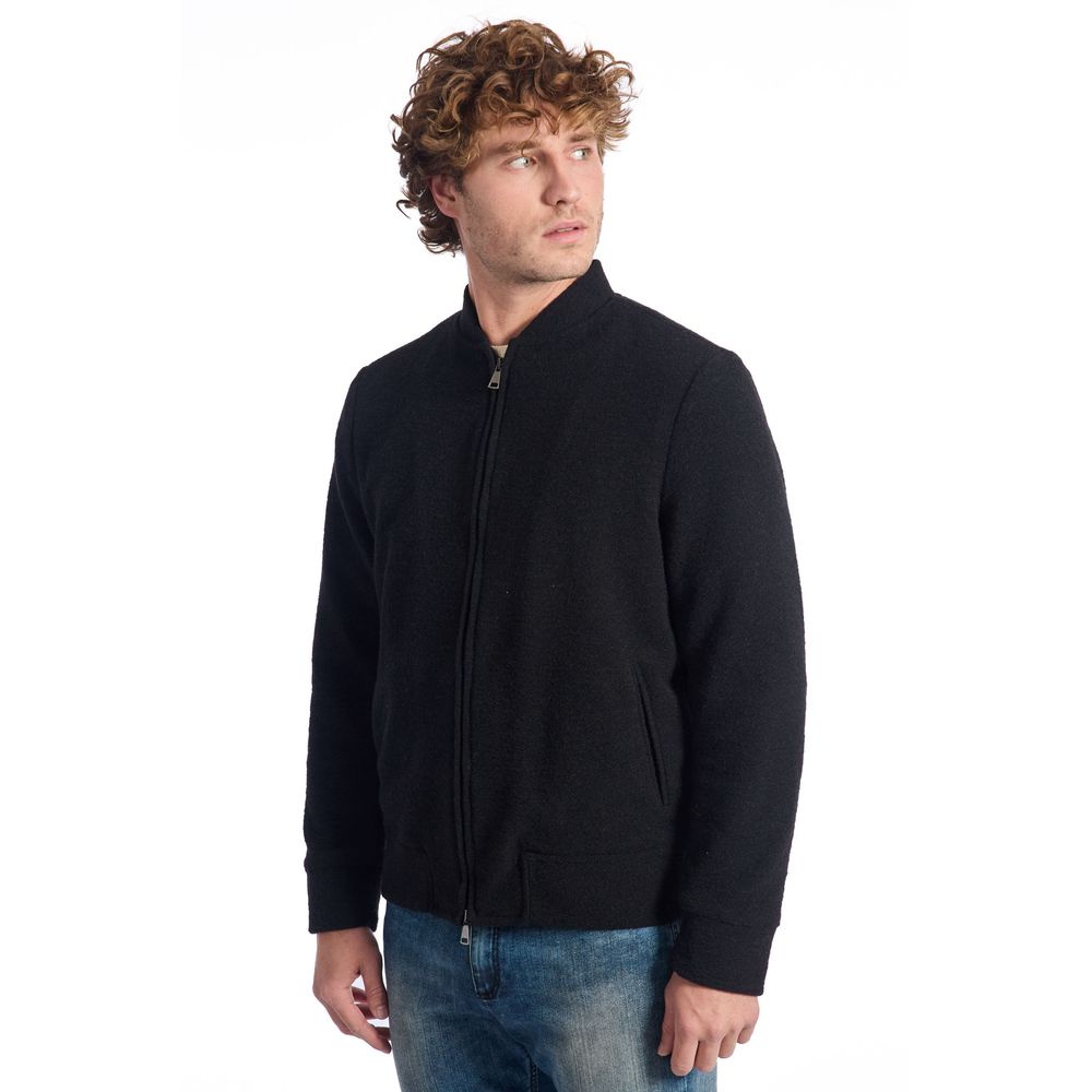 Black Wool Men Jacket - ventzia