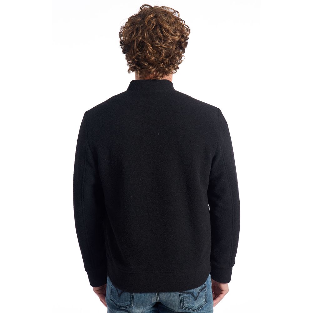 Black Wool Men Jacket - ventzia