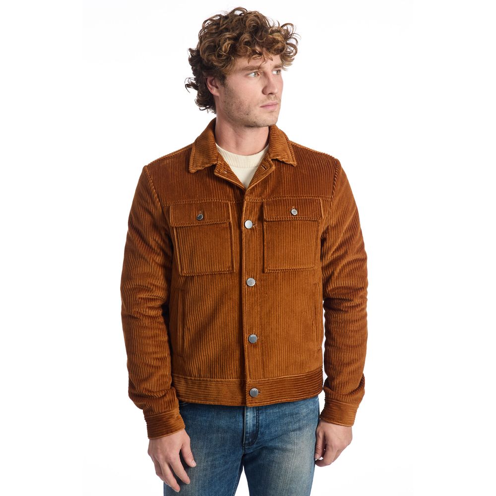 Brown Cotton Men Jacket - ventzia