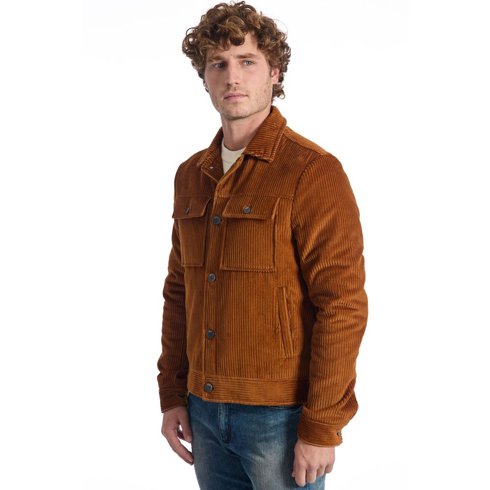 Brown Cotton Men Jacket - ventzia