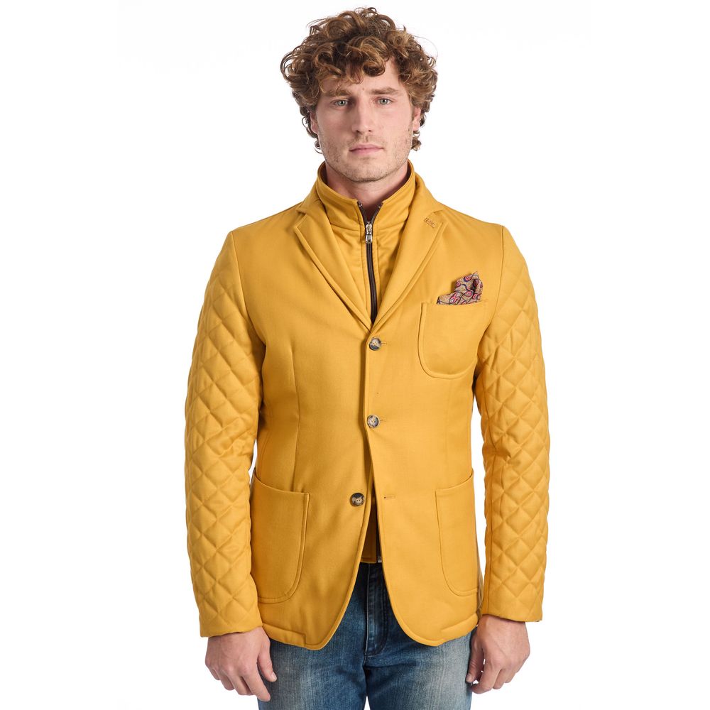 Yellow Wool Men Jacket - ventzia