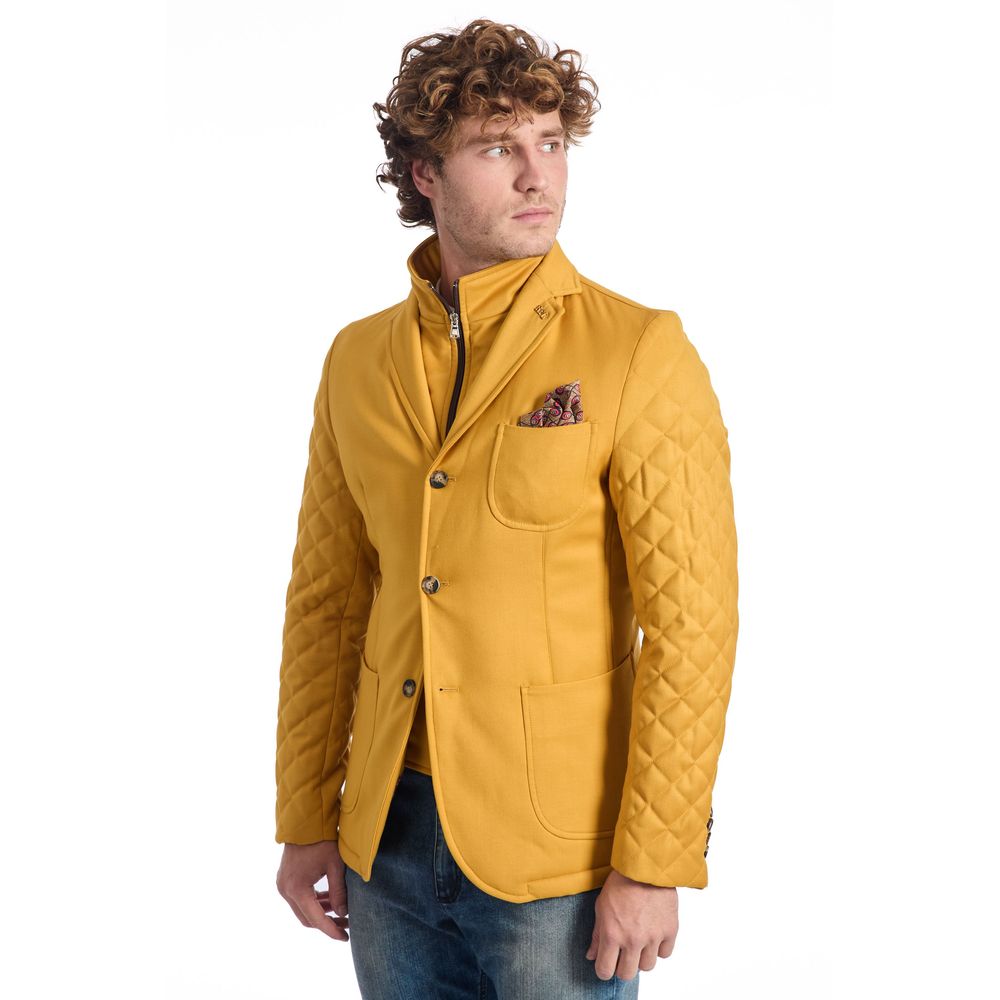 Yellow Wool Men Jacket - ventzia