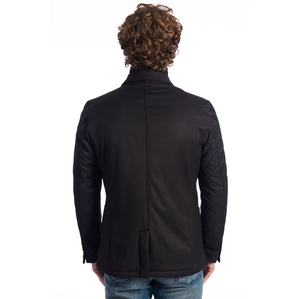 Black Wool Men Jacket - ventzia