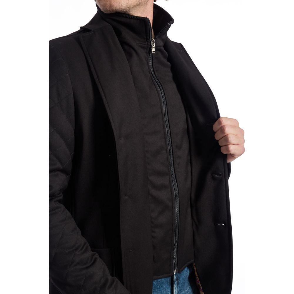 Black Wool Men Jacket - ventzia