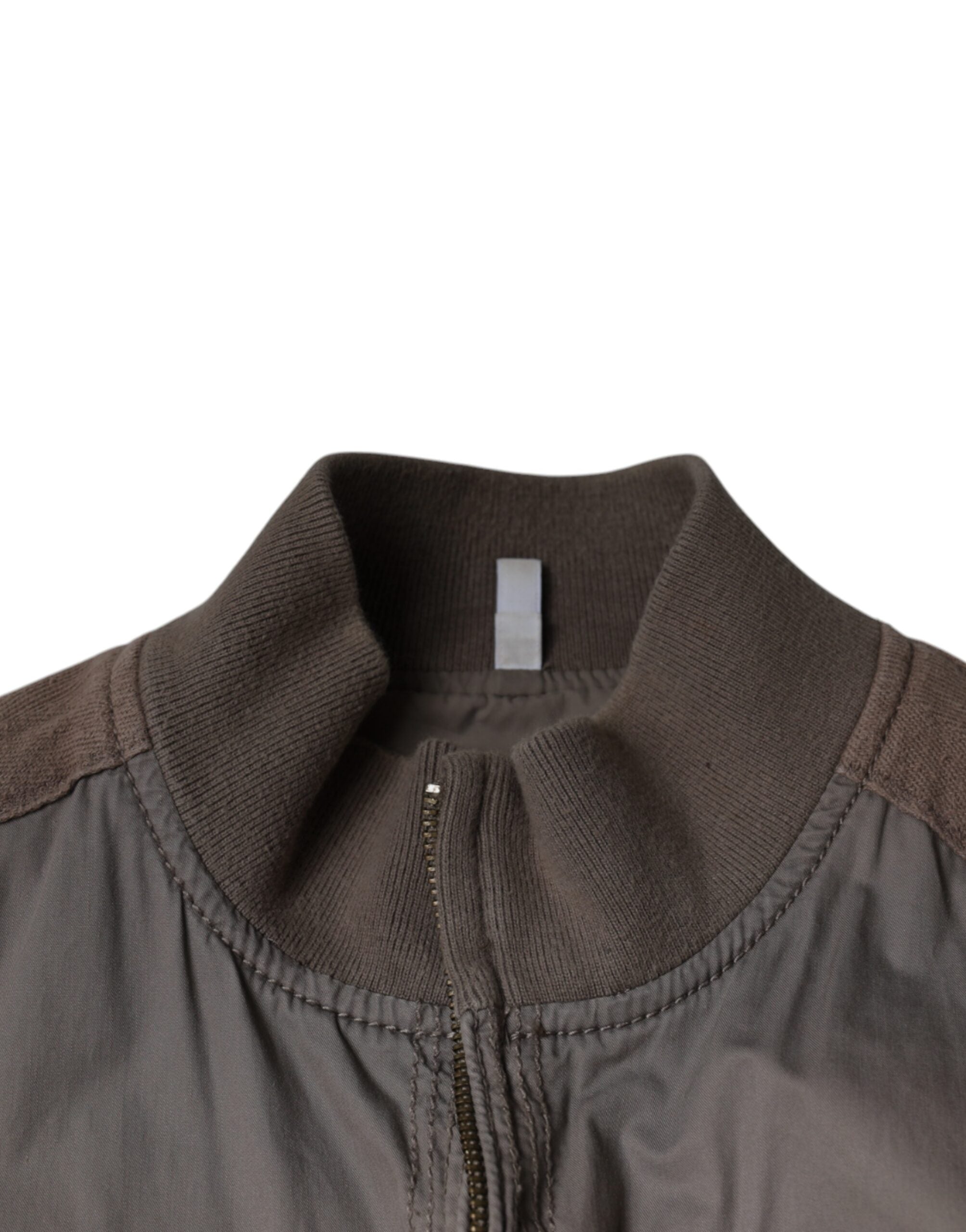 Brown Cotton Full Zip Bomber Logo Jacket - ventzia