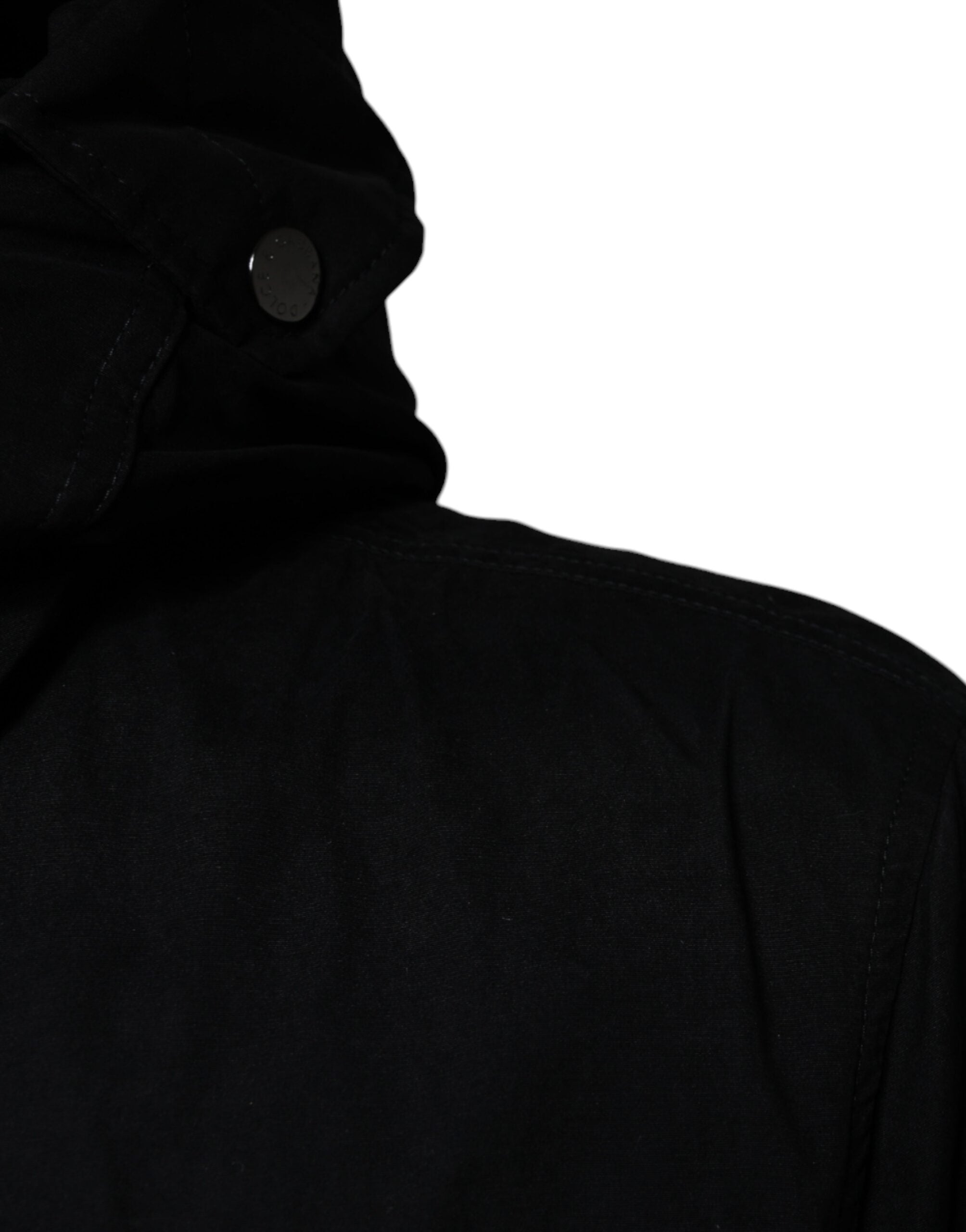 Black Hooded Parka Cotton Trench Coat Jacket - ventzia